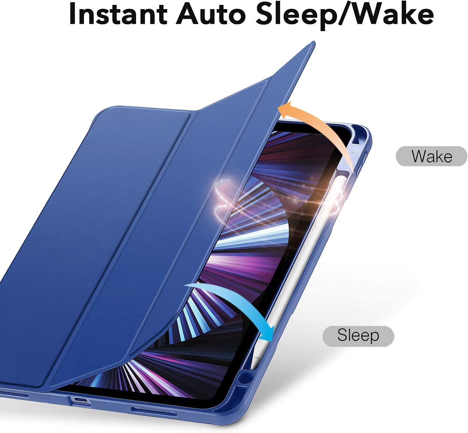 ESR Case Compatible with iPad Pro 11 Inch 2021 (3rd Gen), Full Body Protection with Pencil 2 Holder, Flexible Slim Back Cover, Auto Sleep and Wake, Viewing and Writing Stand, Rebound Series, Blue
