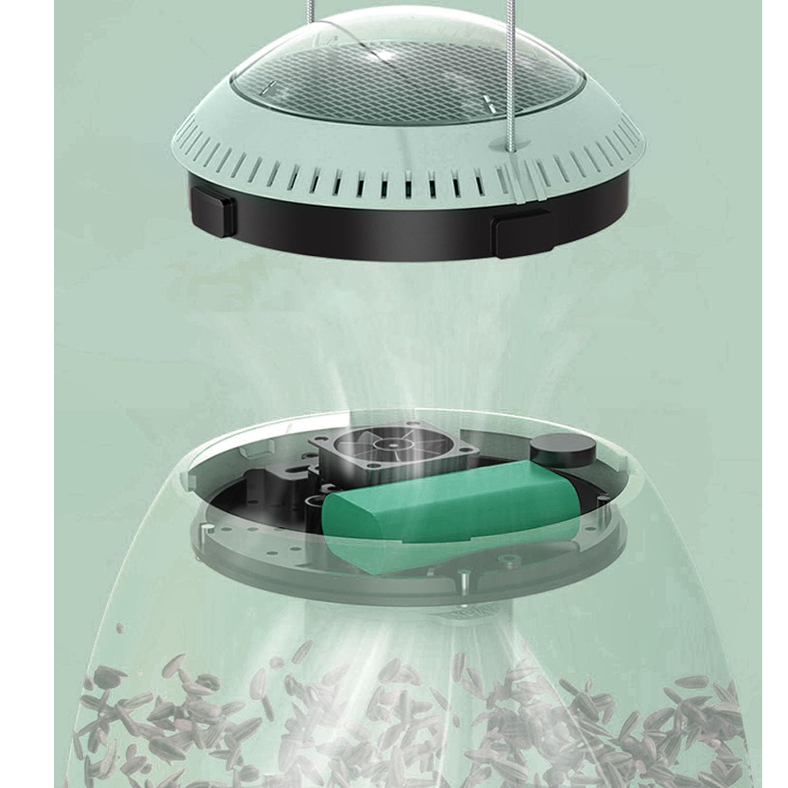 Naroote Comedero para Pájaros con Energía Solar de 3 litros con Función de Enseñanza de Grabadora de Voz Comedero para Pájaros Silvestres de Gran Capacidad de 3 litros con de Secado de