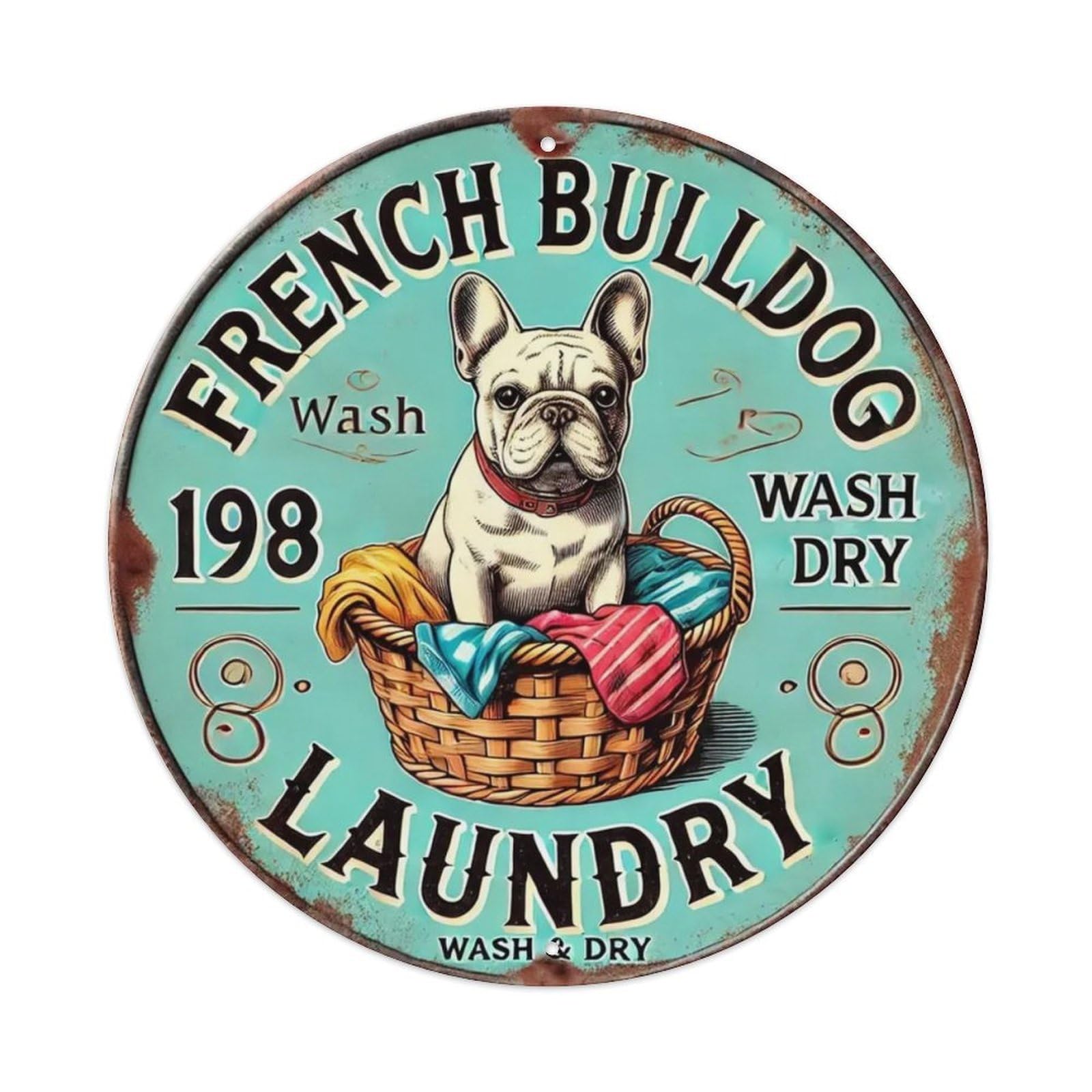 Igtefte Vintage French Bulldog Tin Sign Style Home Bar Garden Wall Plaque Decor Metal Poster 8X8 Inch