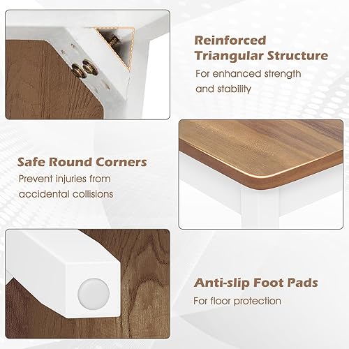 Miniatura 9 de Giantex Sillas de comedor, sillas de cocina de madera sin brazos con patas de madera de goma maciza, sillas de comedor con respaldo de escalera de