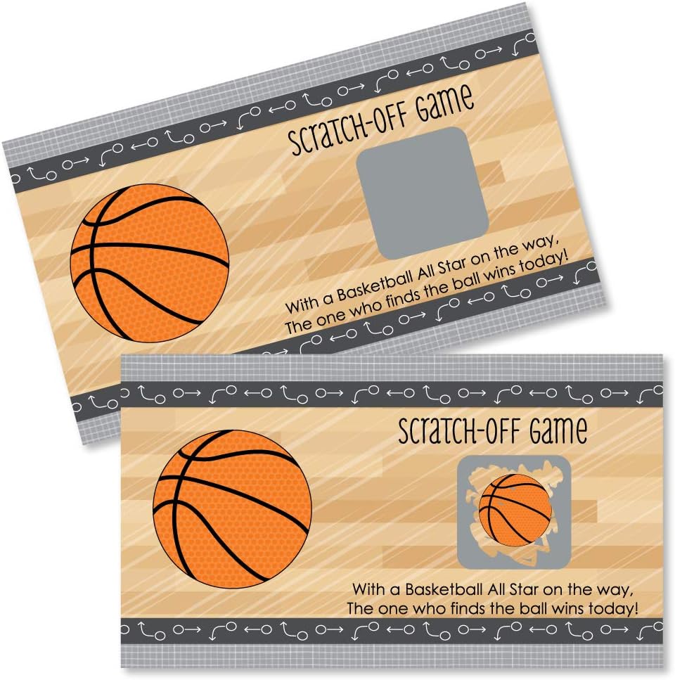 Big Dot of Happiness Nothin’ but Net – Basketball – Baby Shower or Birthday Party Game Scratch Off Cards – 22 Count