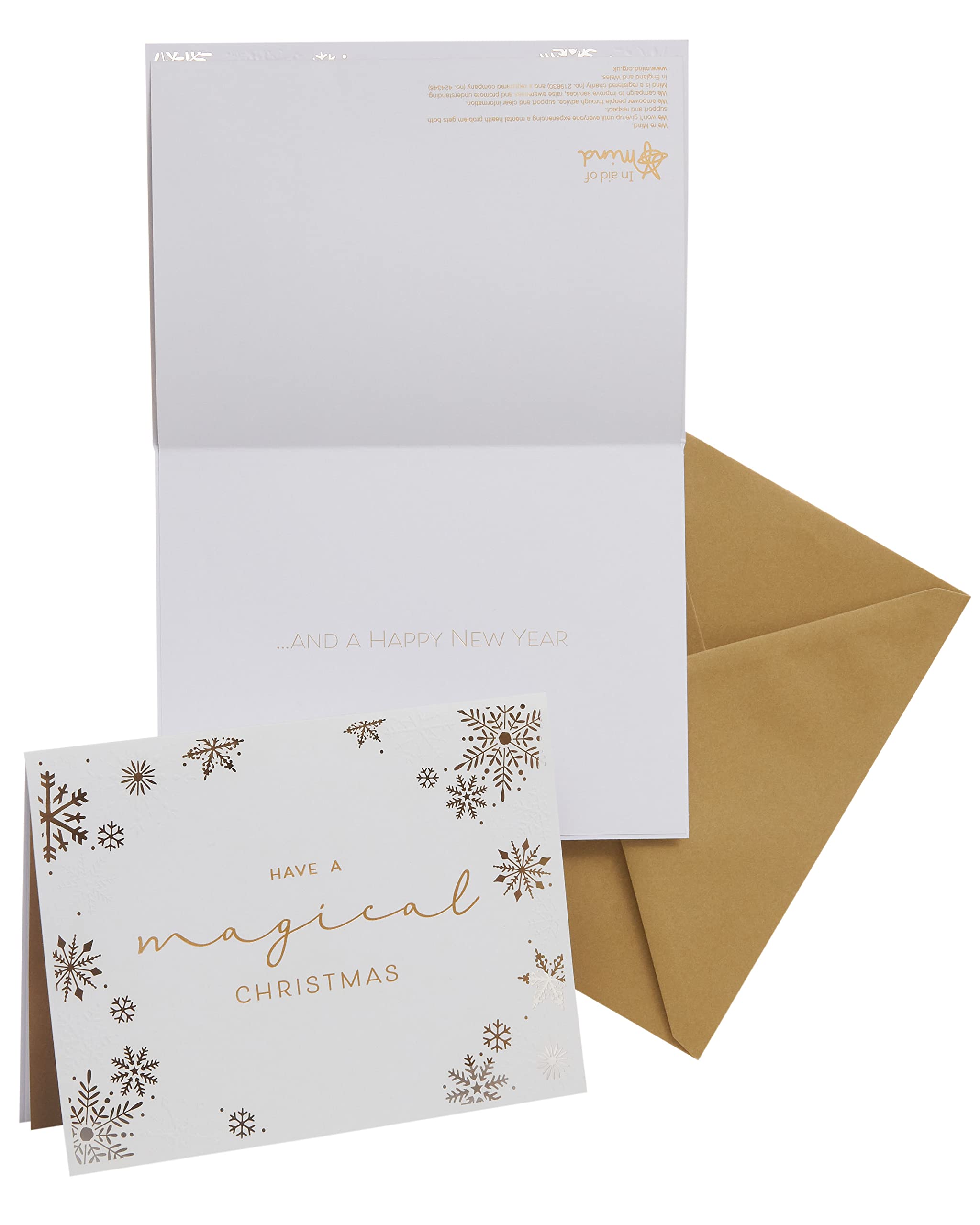 UK Greetings - Box of 8 Gold Foiled Snowflake Mind Charity Christmas Cards Luxury Quality 557003, 200 x 150mm - Image 2