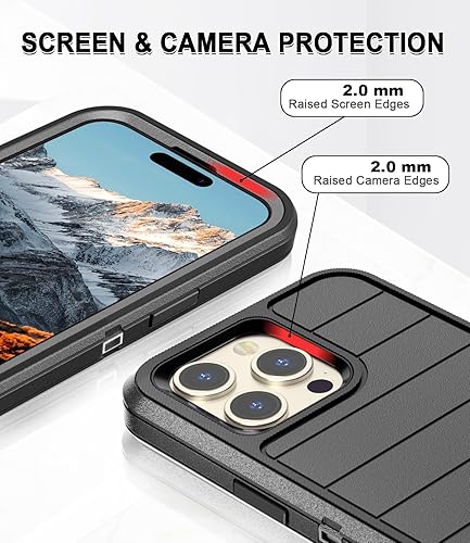 Miniatura 5 de Paprose Funda para iPhone 15 Pro Max, resistente de 3 capas, a prueba de golpes, a prueba de caídas, polvo, duradera, de grado militar, funda de