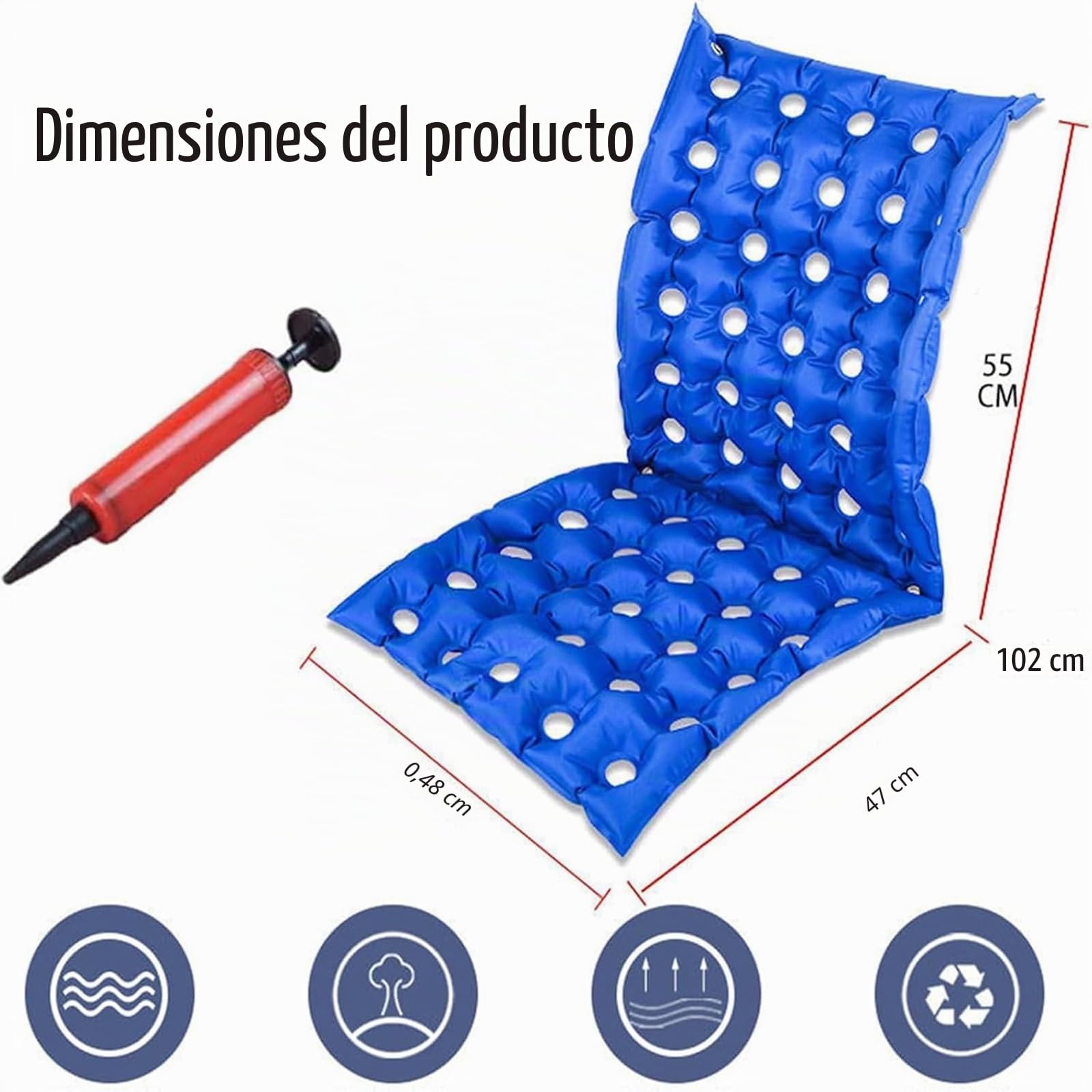 MObyat Colchón Antiescaras, Cojín para Úlceras por Presión con Bomba De Aire, Distracción, Diseño Impermeable, para Personas Mayores con Discapacidad (Silla De Ruedas No Incluida)