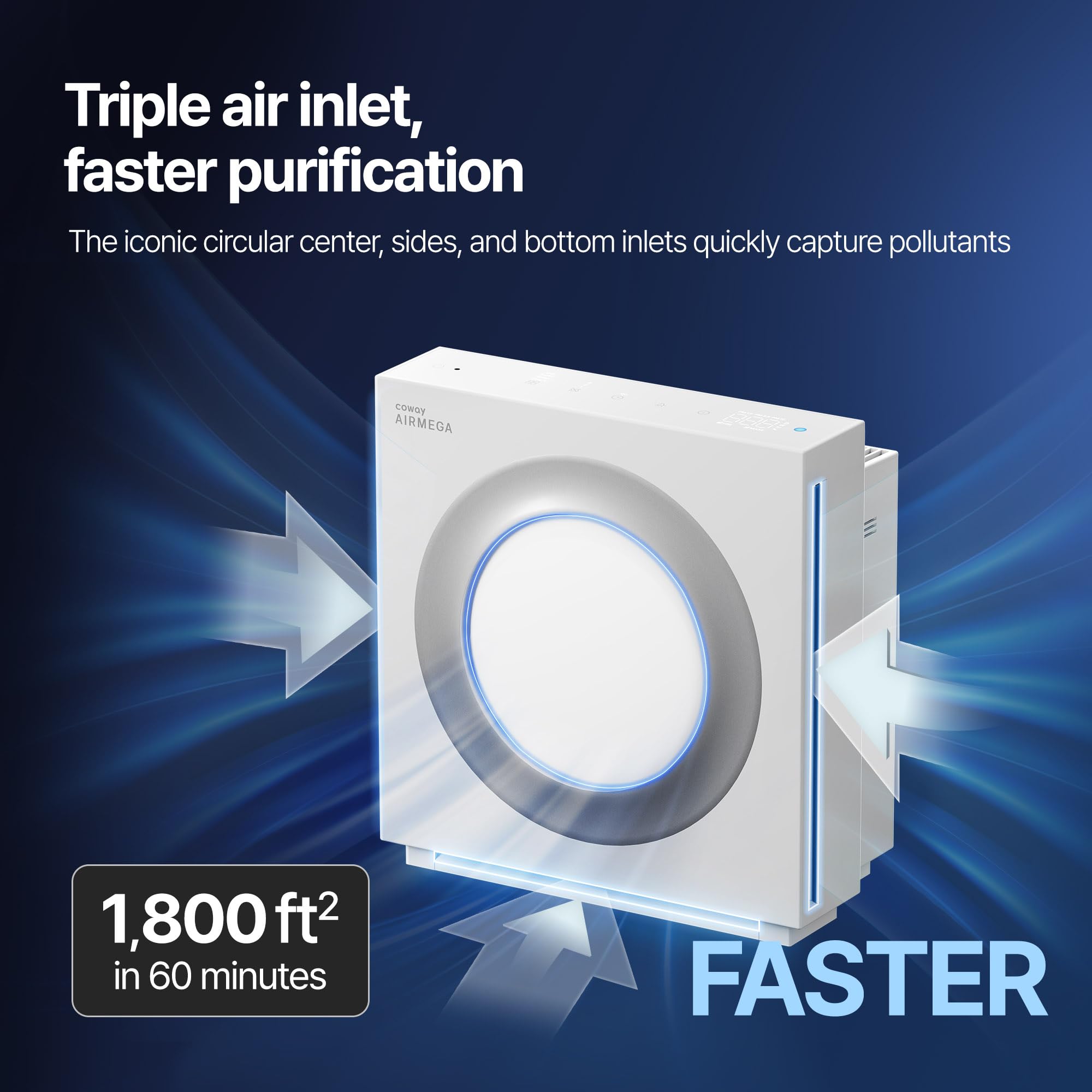 COWAY Airmega Mighty2 Air Purifier, Next Gen of AP-1512HH, for Large Room & Home Cleans up to 1,800 ft², IEST certified HEPA and Active Carbon for Allergies, Smoke, Dust, Pets & Mold, AP-1512N(W) view 3