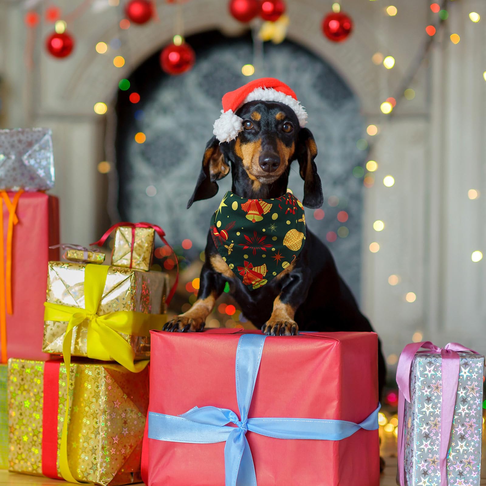 Abbylike 50 bandane invernali per cani sfuse di Natale sciarpe triangolari bavaglini regolabili lavabili per cuccioli fazzoletto stagionale accessori per costumi per animali domestici forniture per la