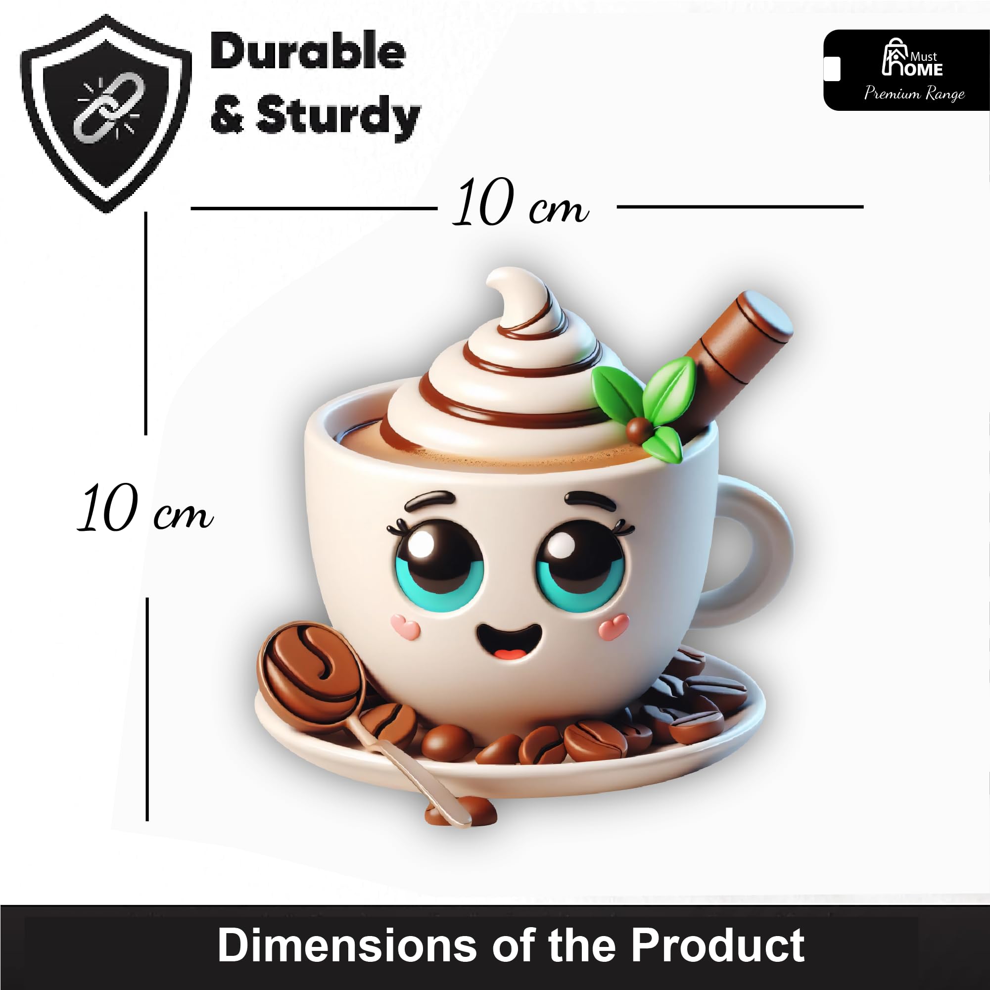 MustHome Kitchen Decoration Items, Coffee Cups | Cute Smile Cup and Cups Kitchen Wall Decor | Stickers Wall | Wall Reusable Stickers, Reusable Sticker s, Set of 5, Wood 4