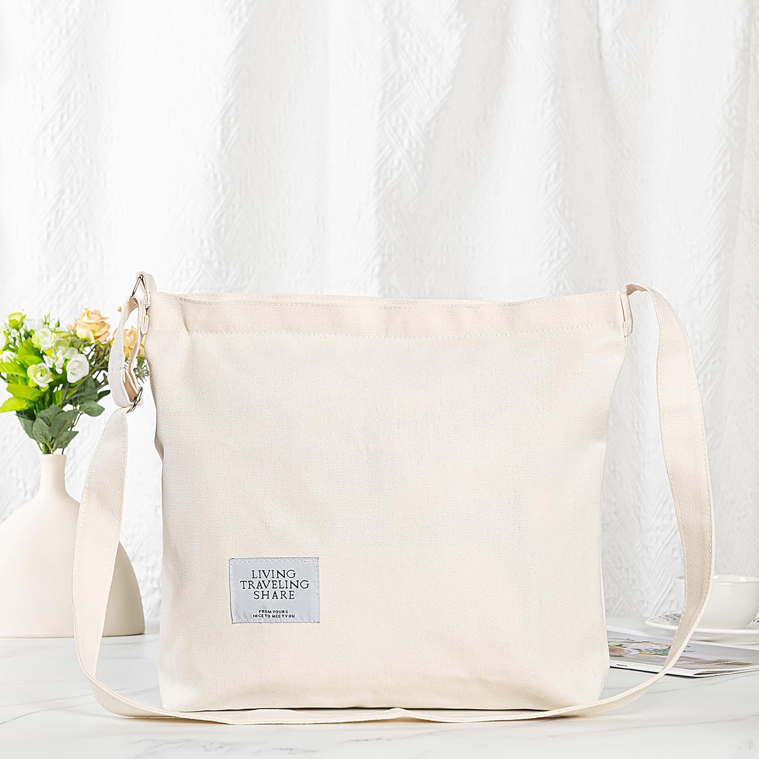 Covelin Women's Retro Large Size Canvas Shoulder Bag Hobo Crossbody Handbag Casual Tote - Image 4