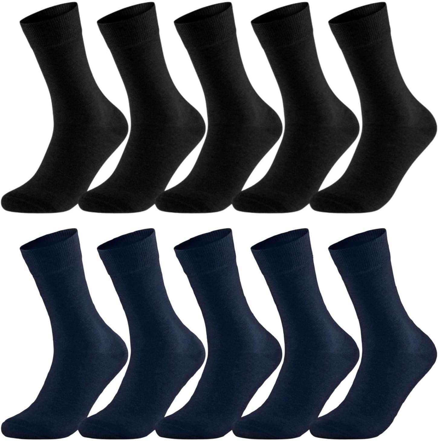 Men's dress socks 10 Pairs Classic Cotton Solid Premium Business crew Socks Office Soft Comfortable Black Socks 9-15