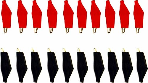 SHANFEILU Kit de prueba eléctrica de pinzas de cocodrilo de 1.77 pulgadas1.772in, pinza de cocodrilo con cubierta protectora de aislamiento 20 piezas