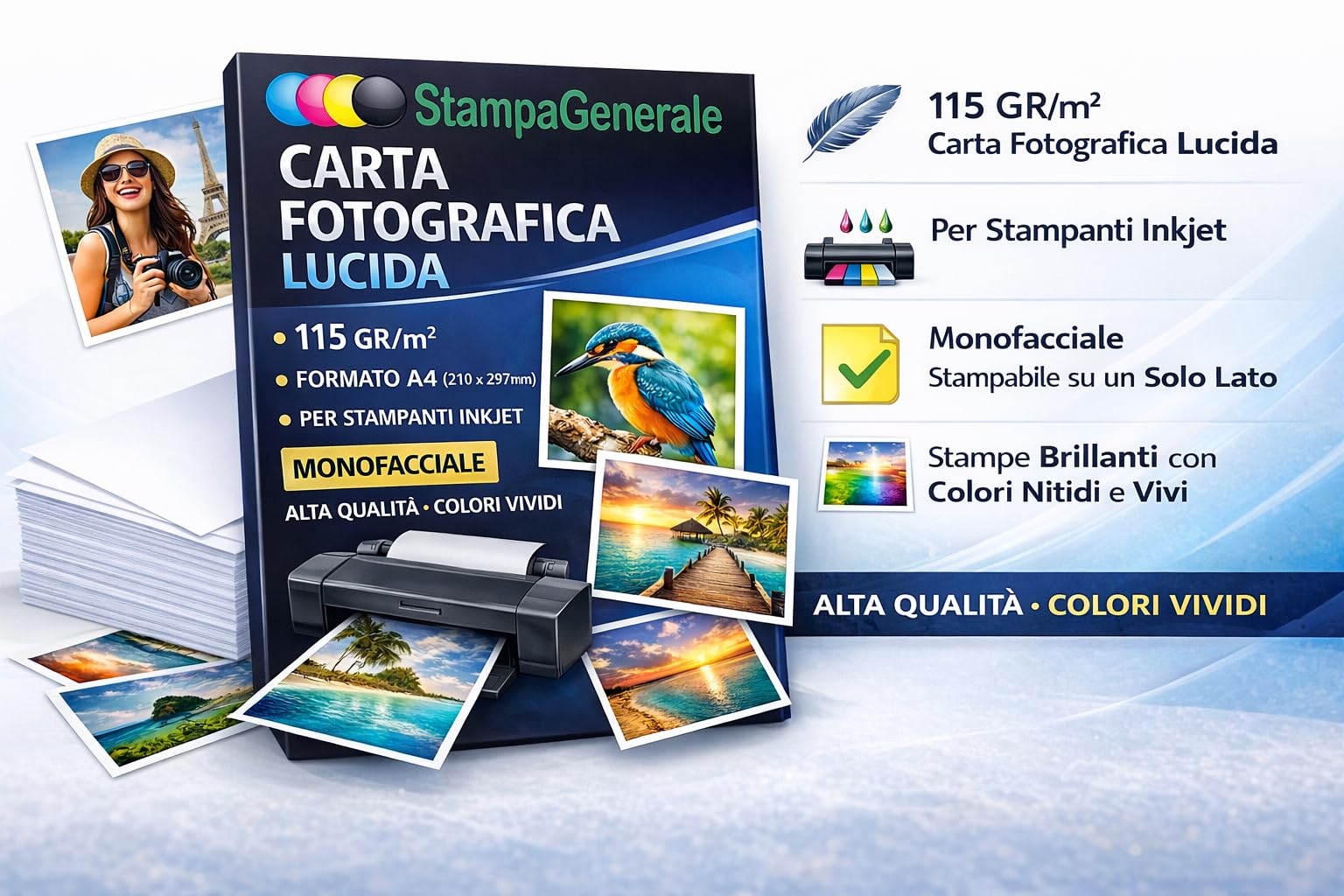 GO Inkjet® - Carta fotografica ad alta lucidità, 15 x 10 cm, impermeabile, compatibile con stampanti fotografiche e a getto d'inchiostro, 100 fogli GO Inkjet® - Carta fotografica ad alta lucidità, 15 x 10 cm, impermeabile, compatibile con stampanti fotografiche e a getto d'inchiostro, 100 fogli