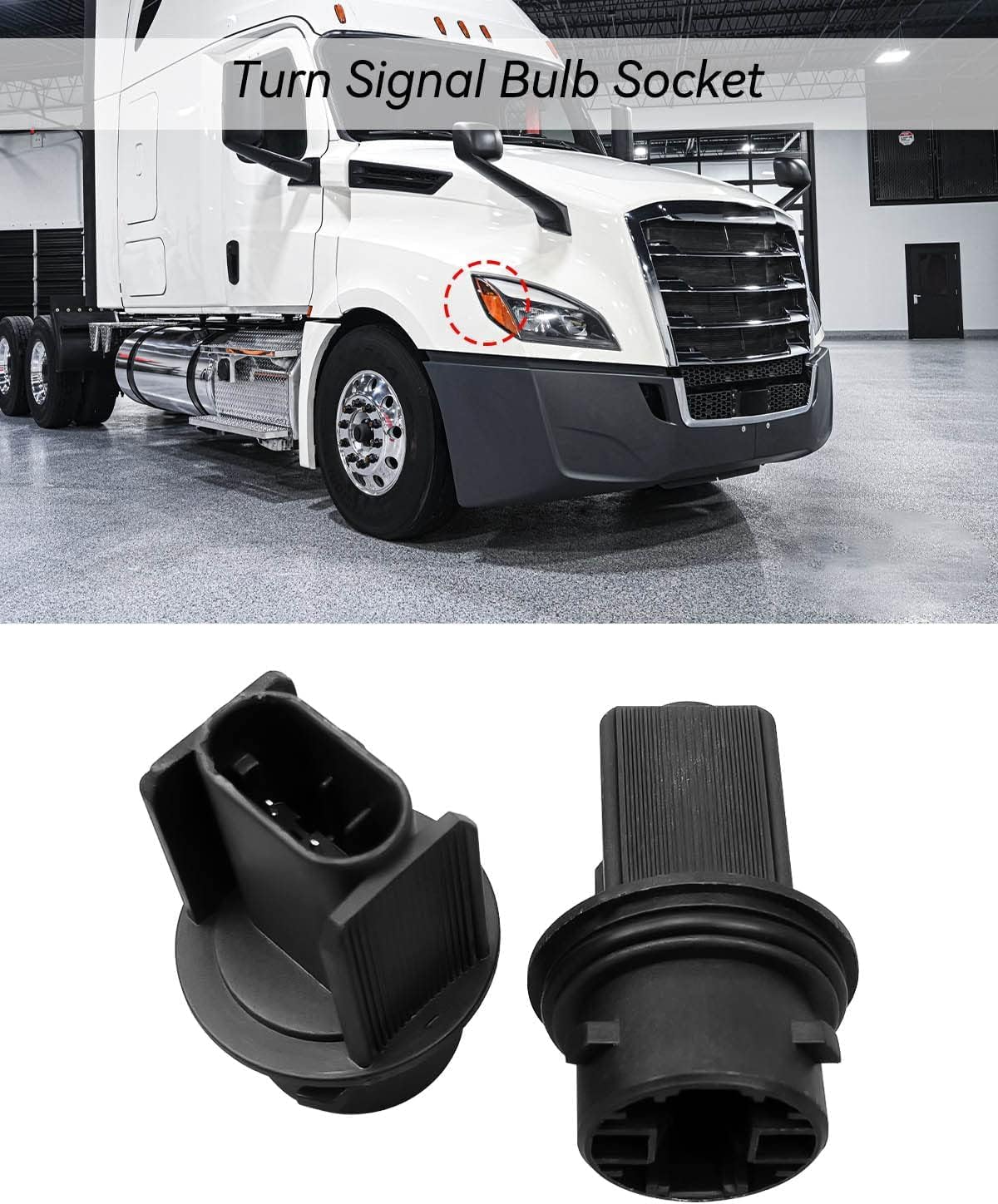 OCHIKI 2Pcs Front Turn Signal Sockets Replacement Fit for Freightliner Cascadia Columbia M2 Headlight Replace HAL 224-394-025