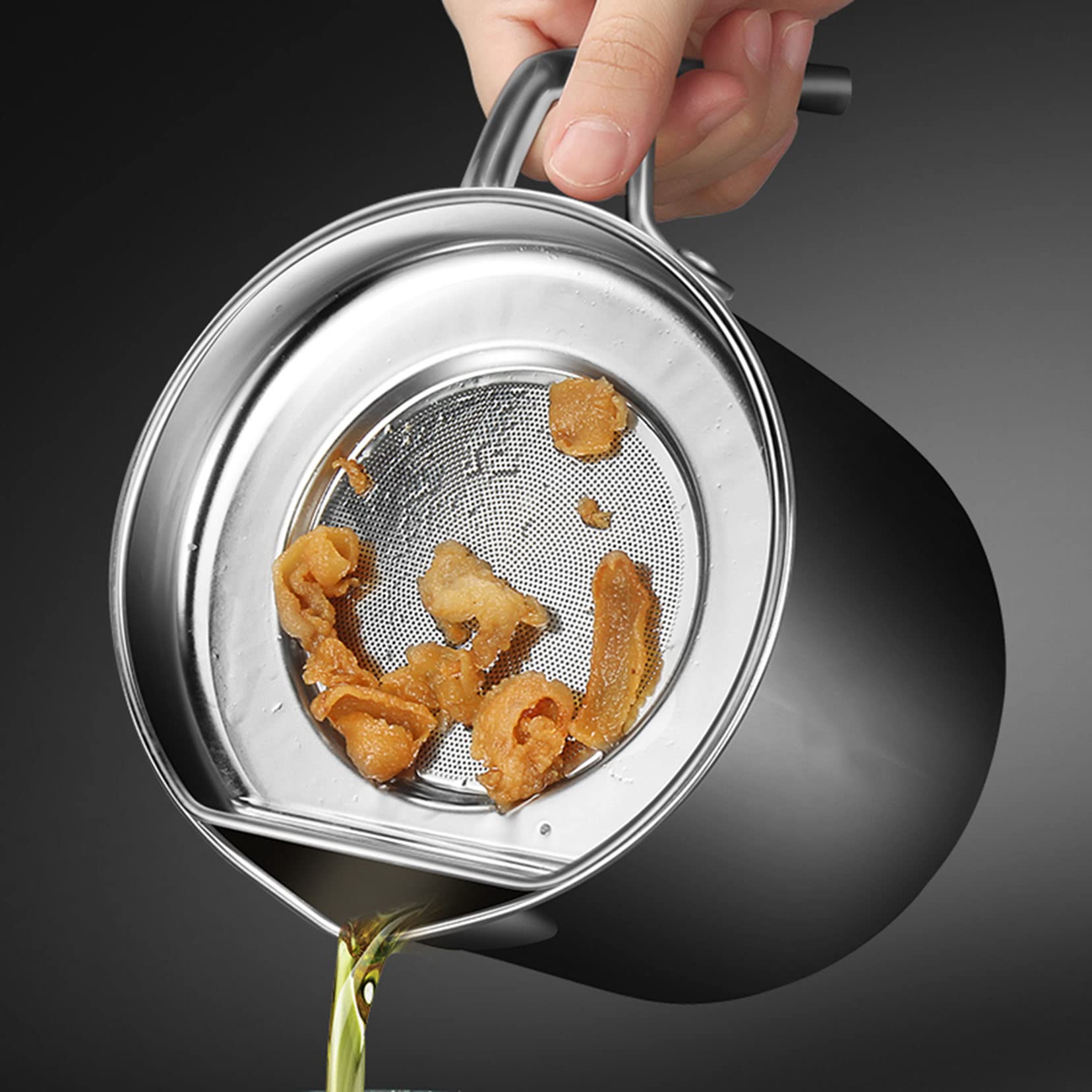 La Grasa De La Olla Del Colador De Aceite Puede 1,3 L De Acero Inoxidable De Acero Inoxidable De Almacenamiento De Aceite Con Colcha De Malla Fina Tapa a Prueba De P Silver-1.3L