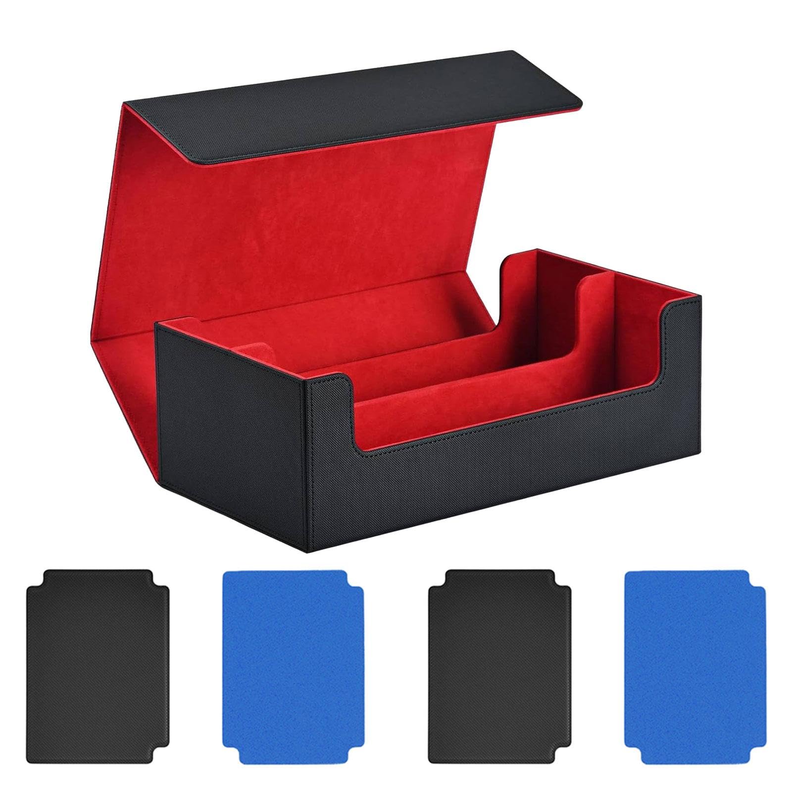 Sammelkartenbox für 1200 Karten,blaue Trennwand,rot,16,5 x 29 x 10,4 cm, Blauer Teiler Rot
