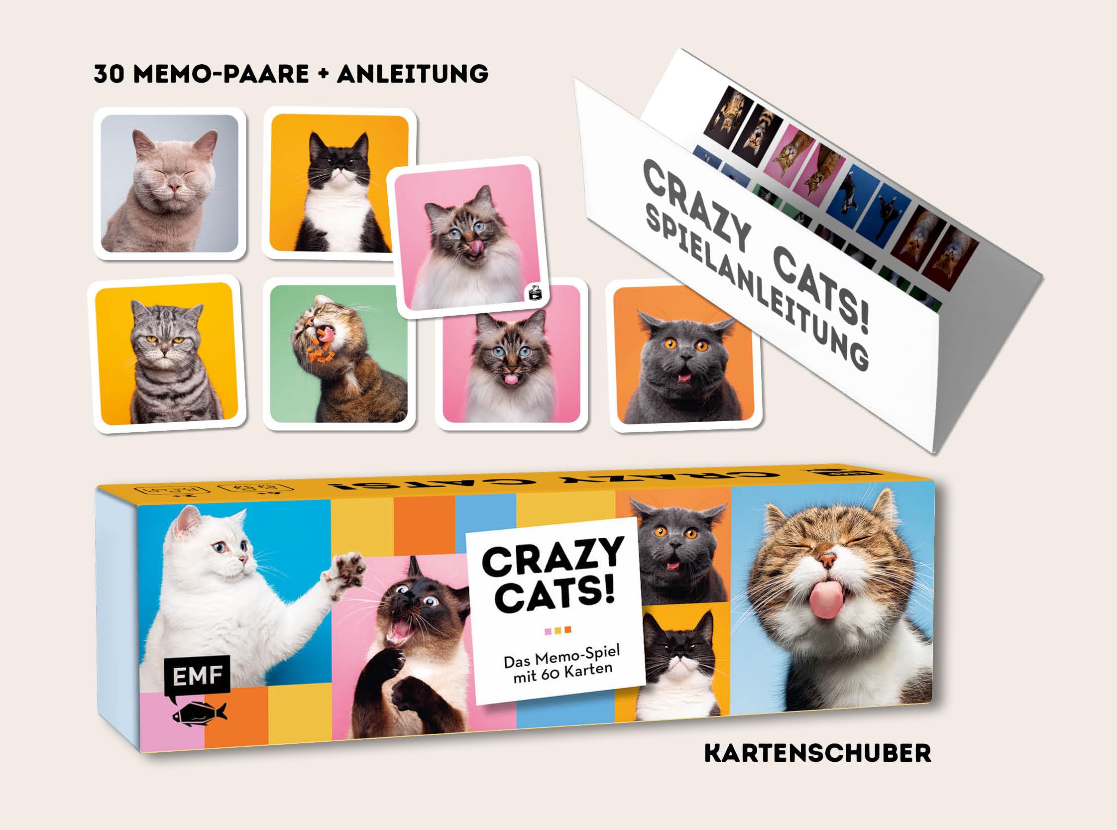 Memo-Spiel: Crazy cats!: Mit 60 lustigen Katzen-Motiven von süß bis grumpy für Katzenfans von 6-99 Jahren
