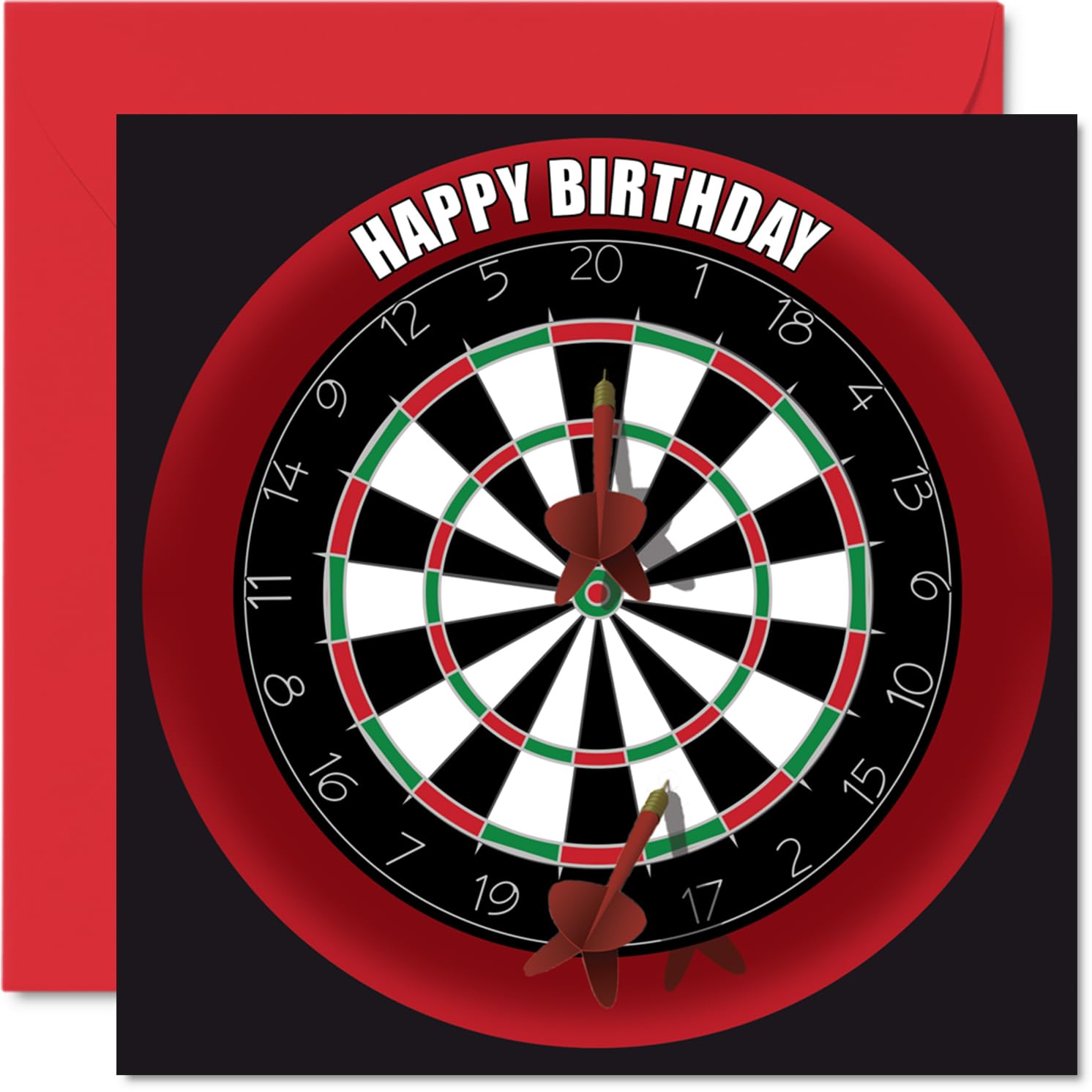 Fun 37th Birthday Cards for Men Woman - Dart Board - Happy Birthday Card for Dad Mum Son Daughter Brother Sister Uncle Auntie Cousin, 145mm Sports Darts Bday Greeting Cards