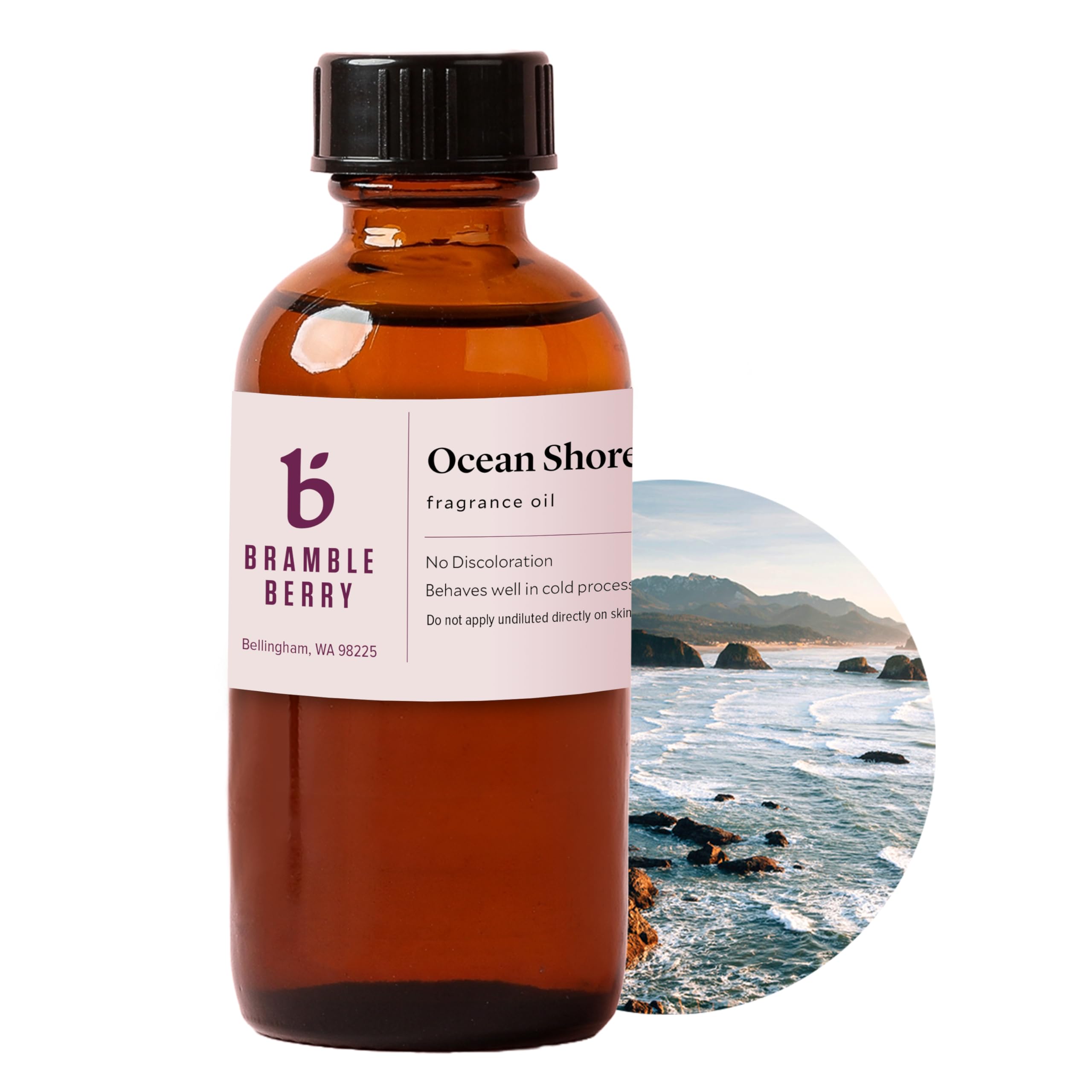 Bramble Berry Ocean Shores Fragrance Oil 2 oz | Fresh Coastal Scent for Soap Making, Candles, Lotion, Bath Bombs &amp; Perfume | Skin Safe, Vegan, Paraben &amp; Phthalate Free