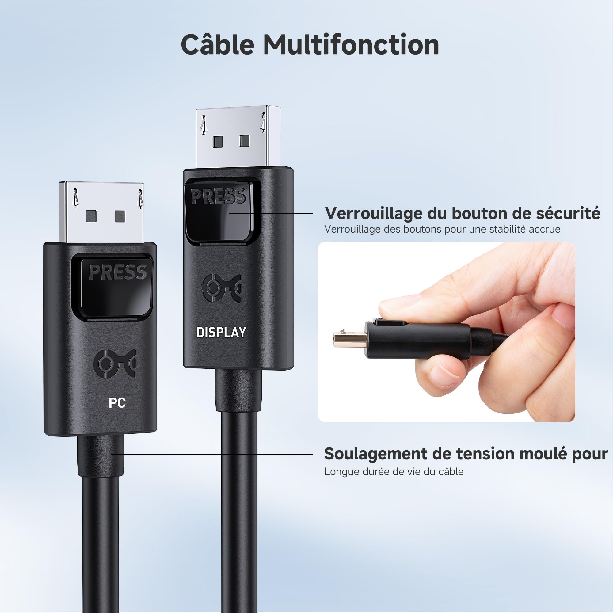 Cable Matters Câble DisplayPort Actif unidirectionnel câble DisplayPort 1.4 avec Prise en Charge de la vidéo 8K 60 Hz et de la HDR jusqu'à 7,5 m 25 Pieds