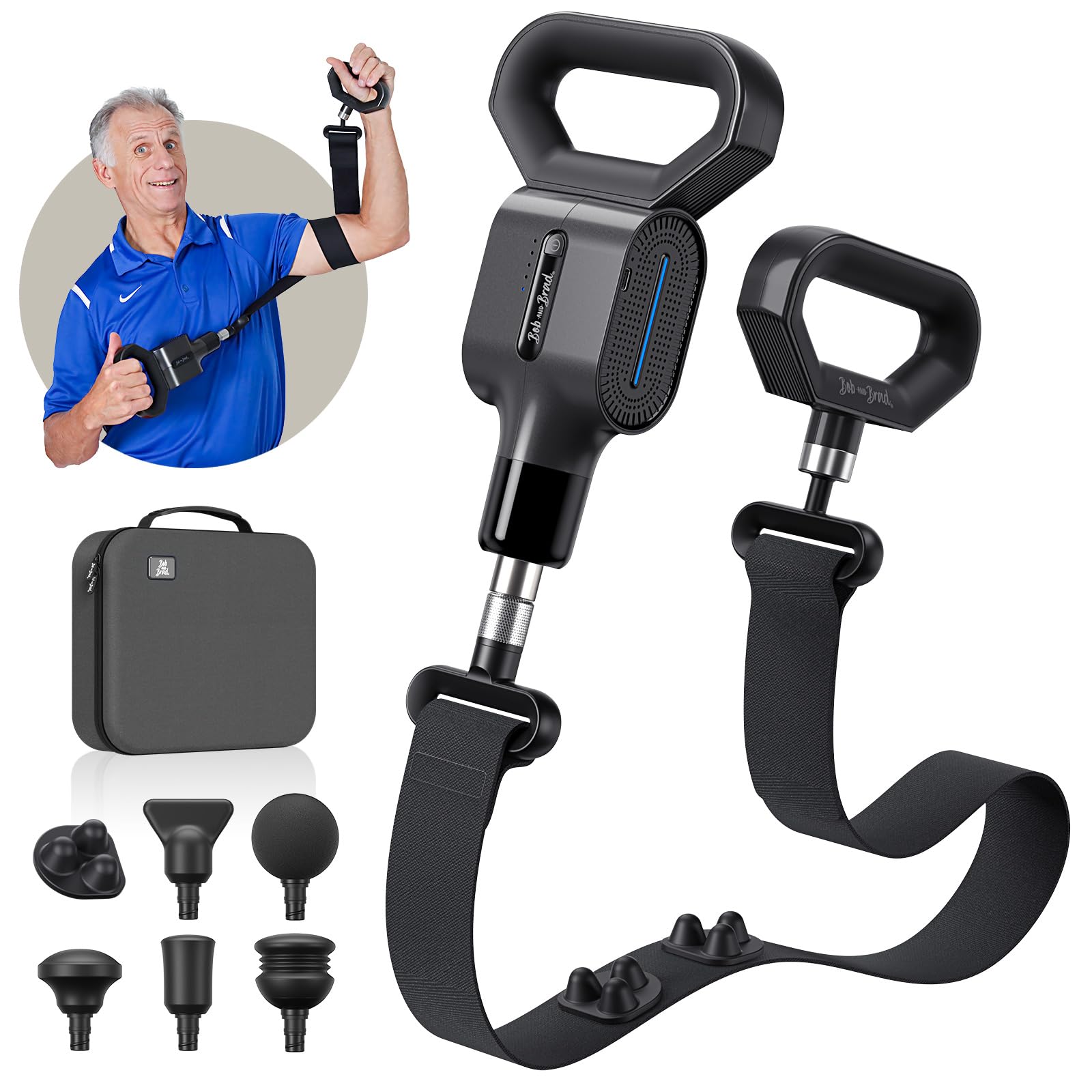 BOB AND BRAD Massage Gun & Muscle Massage Belt for Muscle Relaxtion,Pain Relief, Dual-Purpose Deep Tissue sWave 2-in-1 Massage Gun with Strap for Athletes, Therapists & Everyone, FSA and HSA Eligible