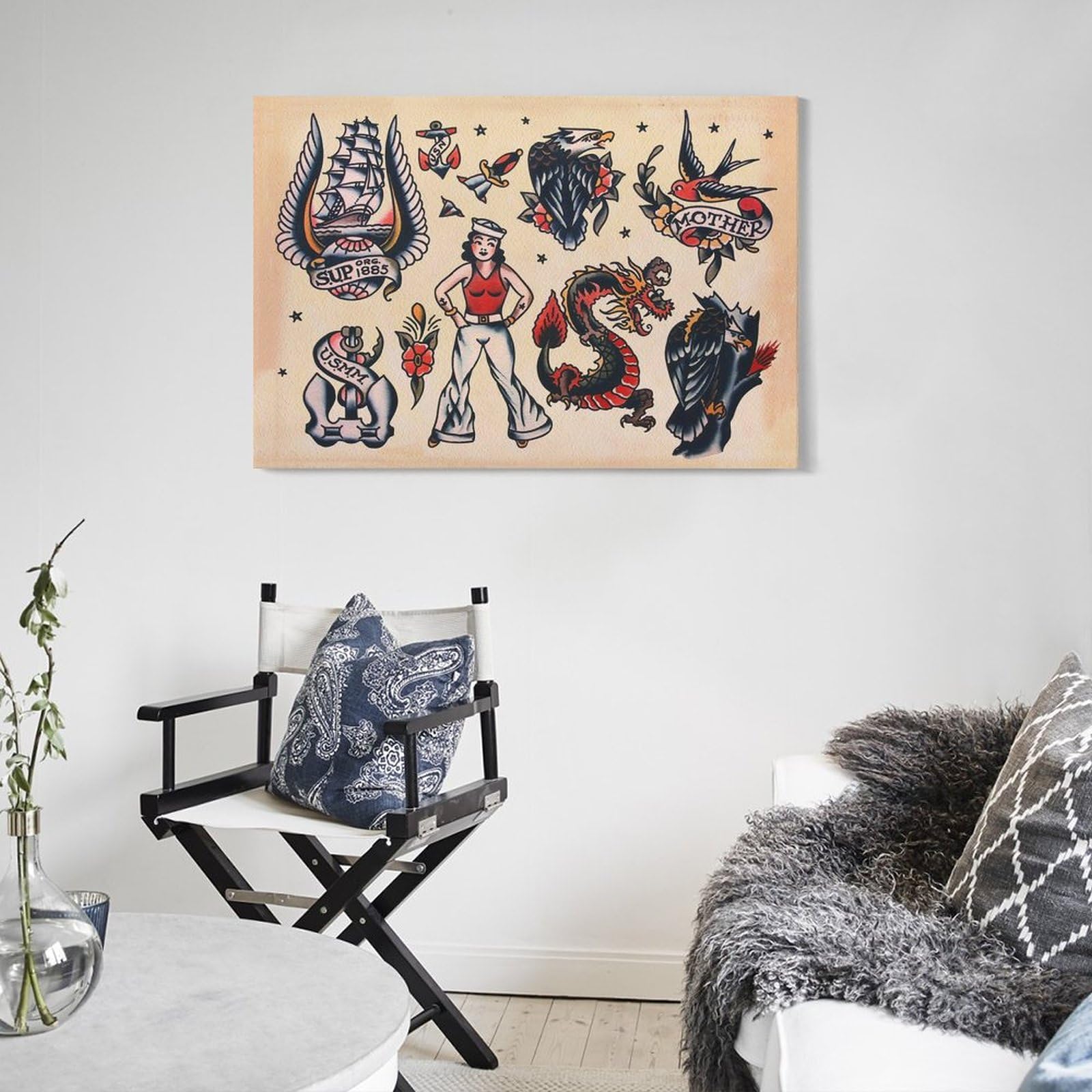 Amazon.co.jp: ヴィンテージセーラータトゥープリントヴィンテージ