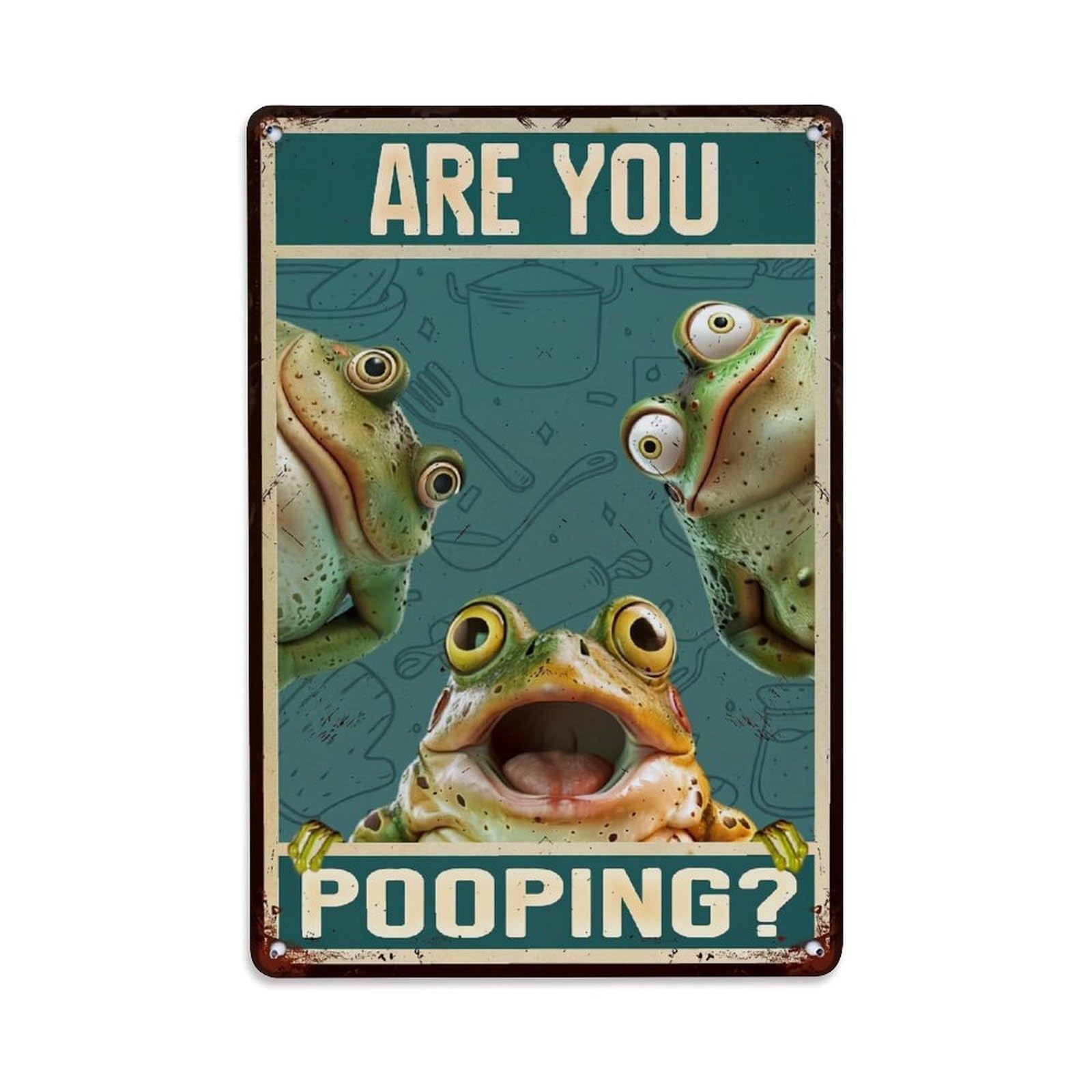 Jdfenggu Vintage Frogs With Wide Eyes And Open Mouths Retro Metal Tin Sign, Decor Art Poster For Bar, Home, Man Cave, Kitchen, Laundry Room Gift 8X12inch