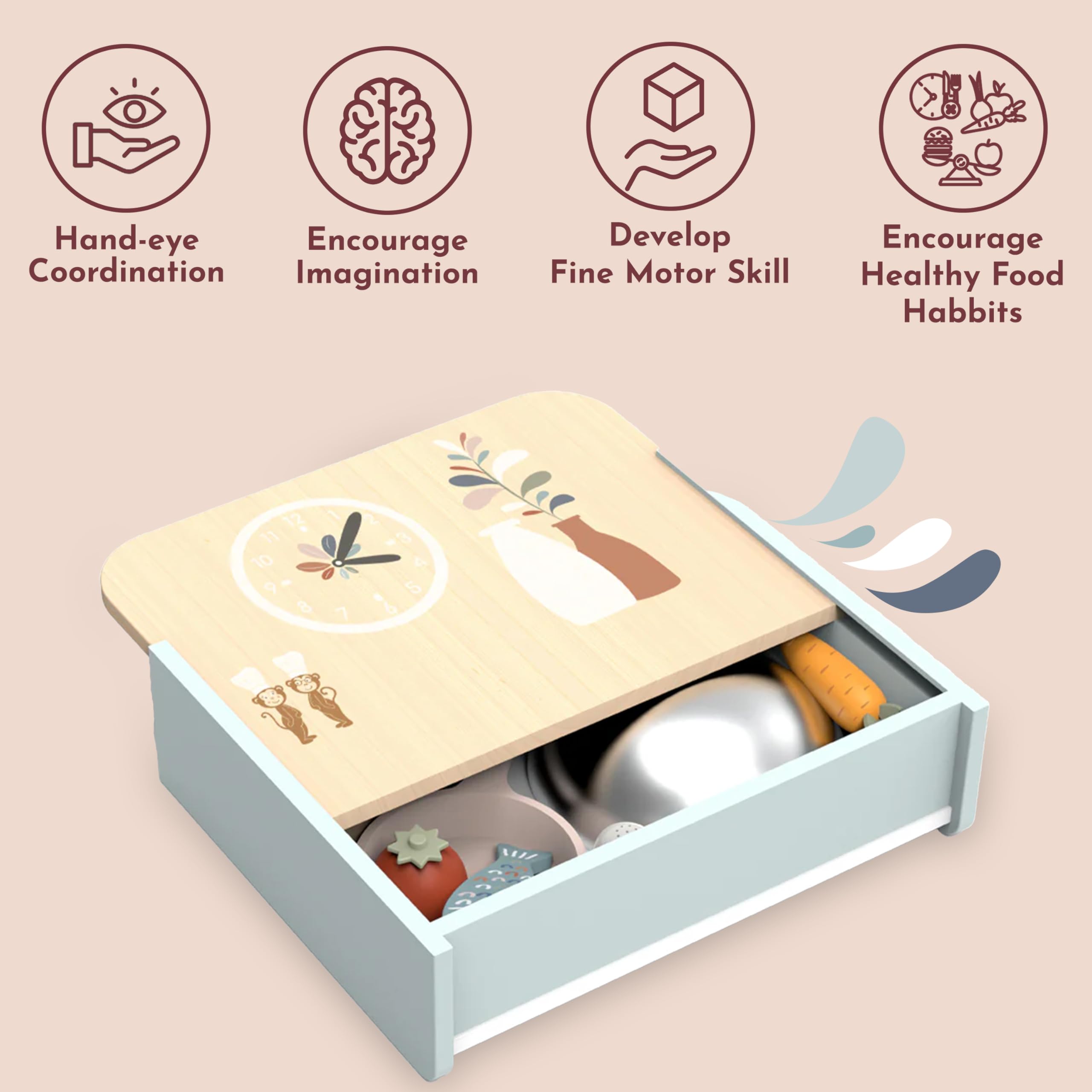 Speedy Monkey - Set Tavolo Cucina con 8 accessori - 30,5x25,5x24,5 cm