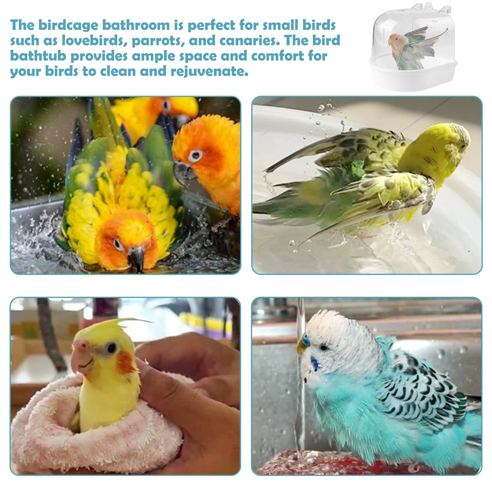 Bain d'oiseau multifonction suspendu : maison de bain pour cage à oiseaux, baignoire pour oiseaux, abreuvoir pour oiseaux, maison bol pour cage, accessoires pour inséparables, perruches,