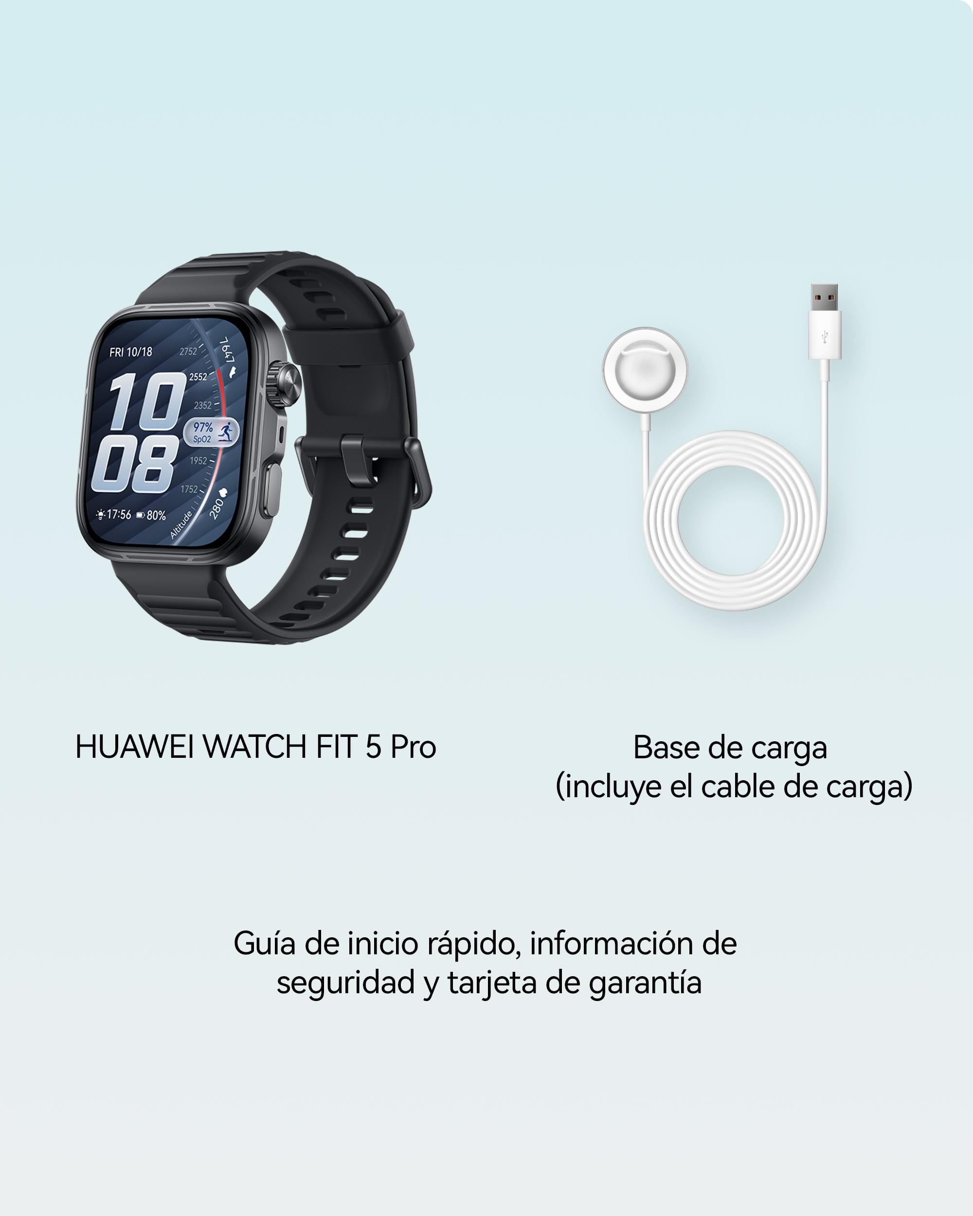HUAWEI WATCH FIT 5 Pro Smartwatch, Preciso GPS, ECG, 1,92" Pantalla de Cristal de Zafiro, 3000 nits, Pago NFC,Deportes al Aire Libre,Monitorización de Salud,10 Días Autonomía, 5ATM, Android iOS, Negro