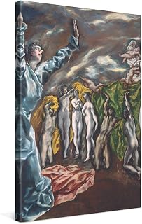 PICANOVA – El Greco – The Vision of Saint John 16x24 in – Premium Canvas Print – Canvas Art Print Wall Art Decor Picture Stretched on Wooden Frame as Gallery Artwork – Classical Art Collection