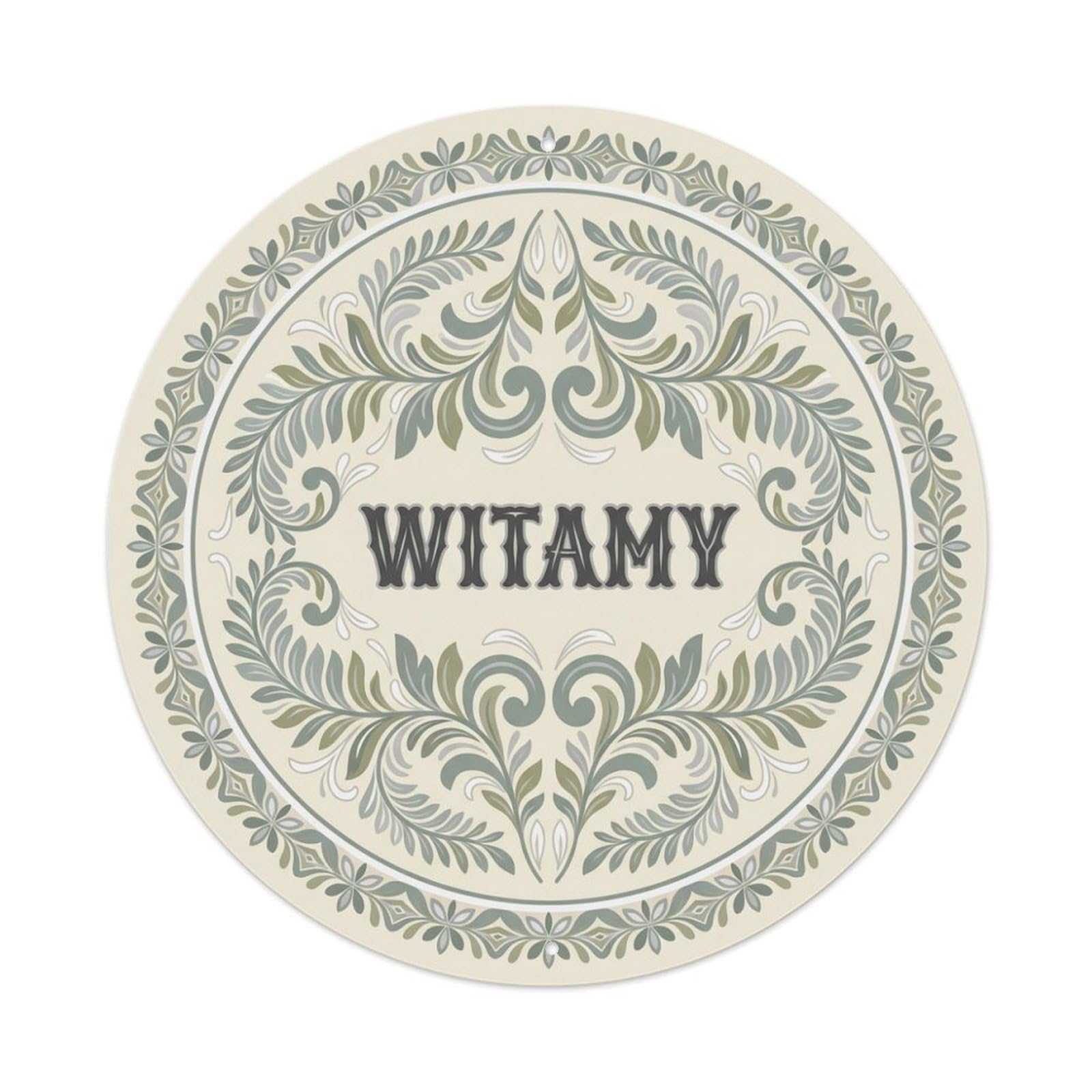 Fyrn Style Metal Tin Sign Vintage Polish Folk Art Witamy Welcome Mist Fern