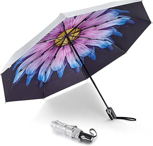 G4Free Paraguas de viaje grande con protección UV UPF 50+ de 46 pulgadas, cierre de apertura automático, resistente al viento, bloqueo solar
