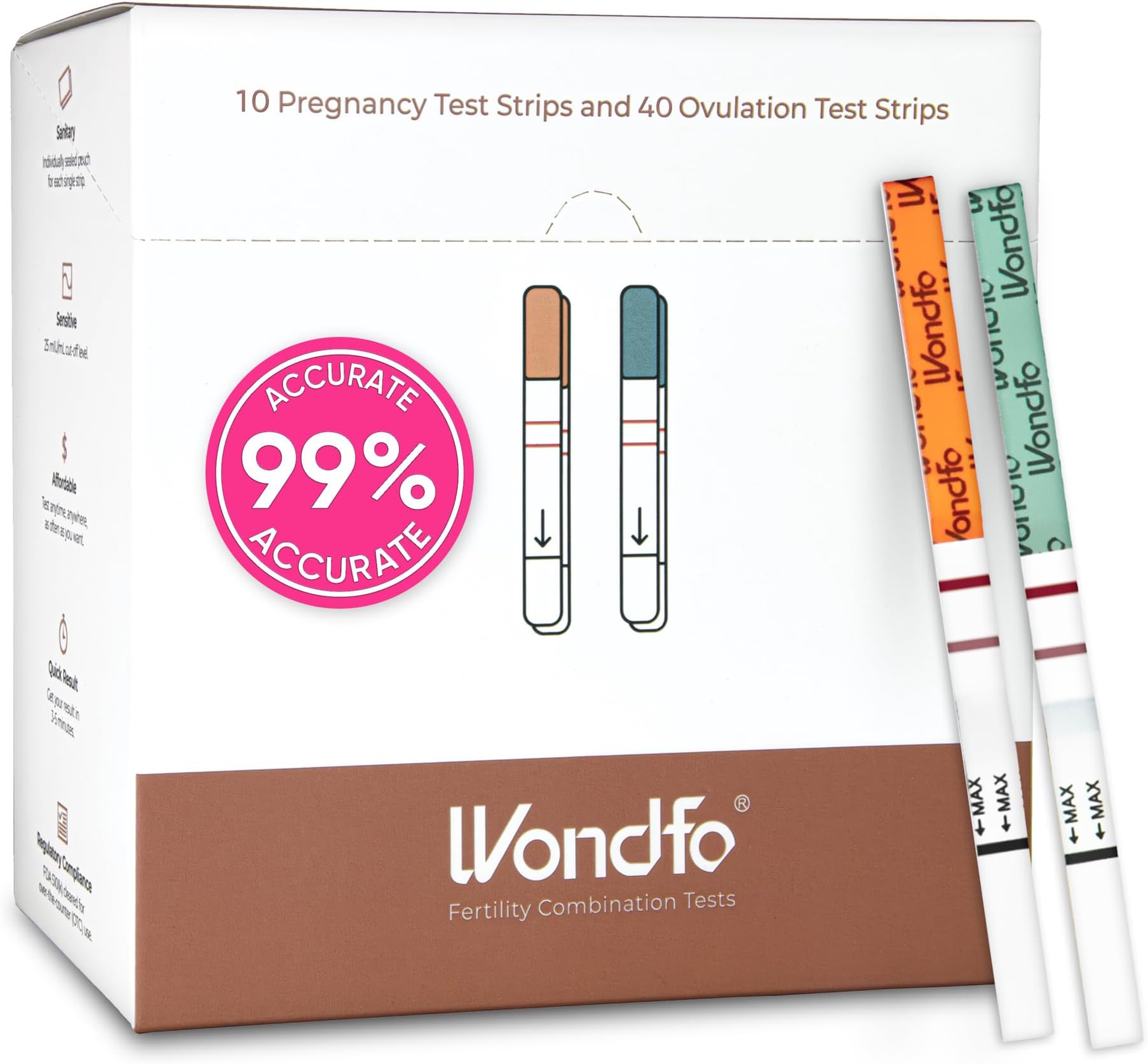 Pregnancy and Ovulation Test Strips Kit - Fertility Tracking and Family Planning - Early Detection Combo Kit for Home Use (40 LH + 10 HCG)