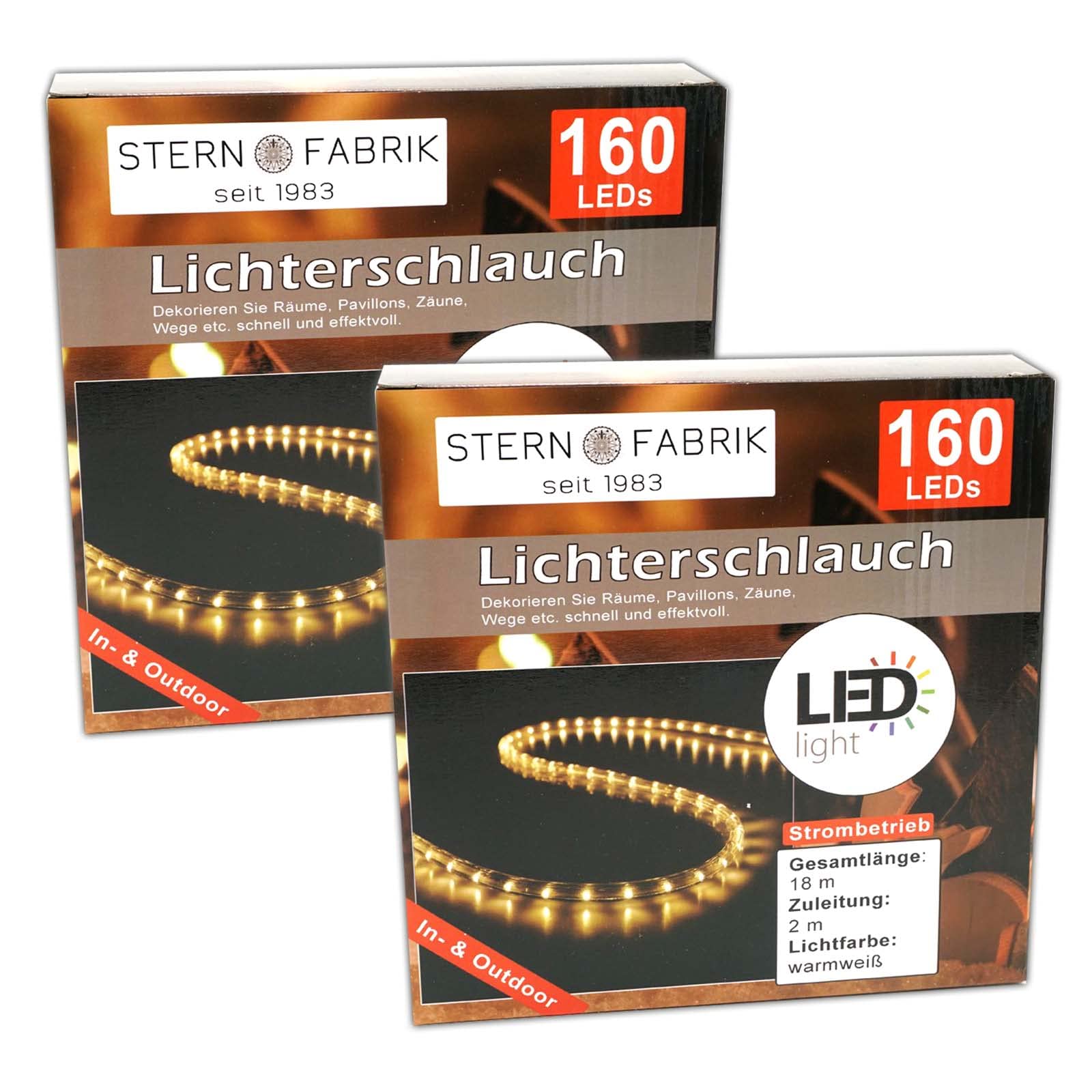 2er Set Lichterschlauch mit 160 LEDs Lichtschlauch Warmweiß 19m Lichterkette Für Innen Außen Beleuchtung Lichter Schlauch