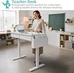 KLUVIS Electric Standing Desk with Drawers, 32 Inch White Small Height Adjustable Sit Stand Desk with Storage for Small Space Home Office Bedroom, Study Writing Stand up Computer Desks for Girls Work