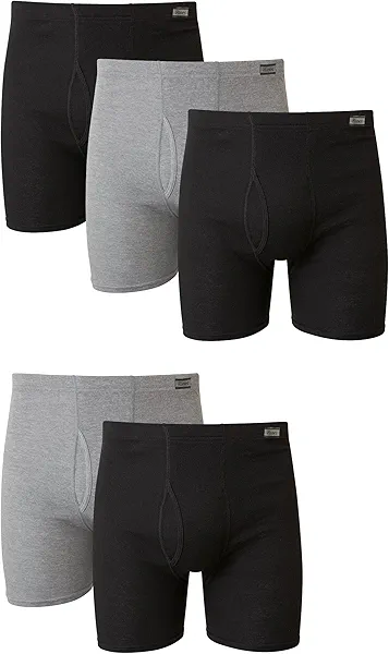 Hanes Men's Comfort Soft Boxer Briefs, X-Large, Black and Gray, 5-Pack