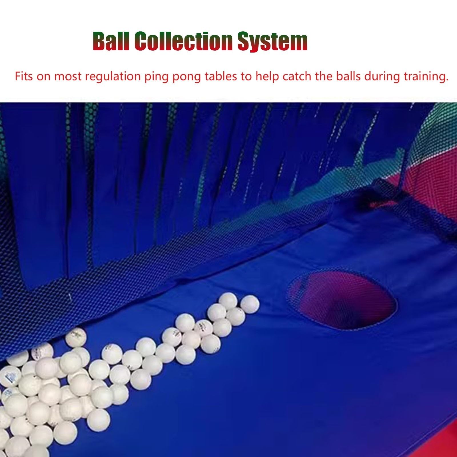 Ballfangnetz für Tischtennisbälle, tragbares großes Tischtennis-Übungsnetz mit Rädern, Ballfangnetz für Tischtennisroboter, geeignet für Vereine (148x135 cm).