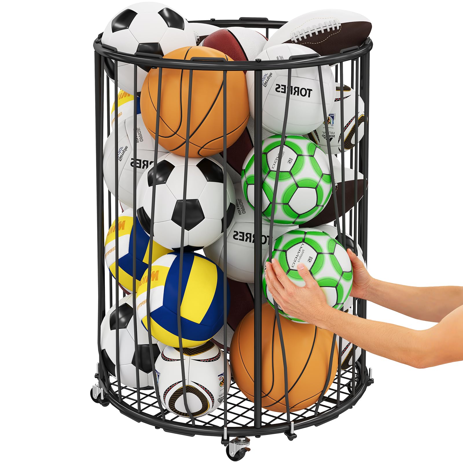 View 1 of *** PARTS ONLY / MISSING PARTS *** 
Hencawima Round Sports Ball Storage Organizer with Wheels