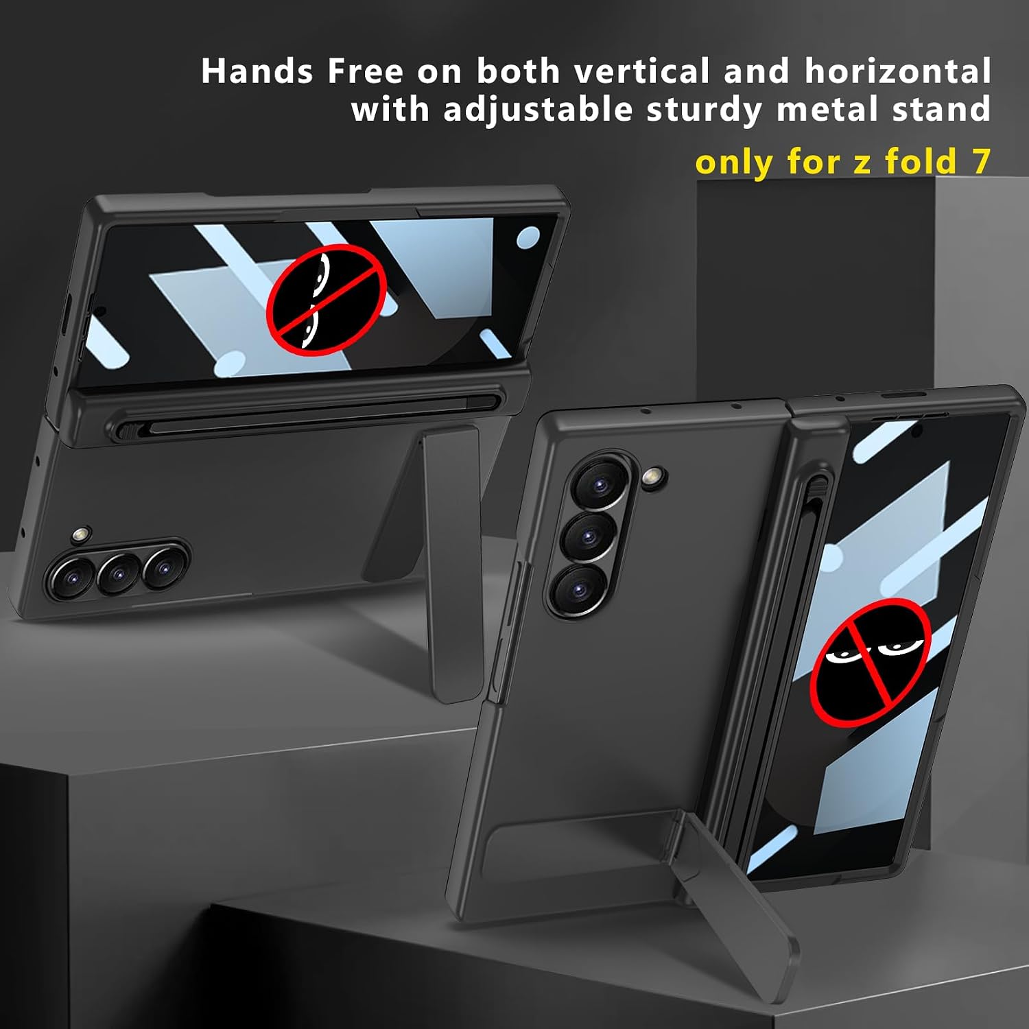 for Samsung Galaxy Z Fold 7 Magsafe Case with Integrate Pen Holder and Stylus, Built in Screen Protector, Adjustable Metal Stand, Strong Magnetic Case 2025, Privacy