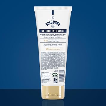 Gold Bond Age Renew Retinol Overnight Body & Face Lotion, Retinol Face and Body Lotion with Peptide Complex, 7 oz