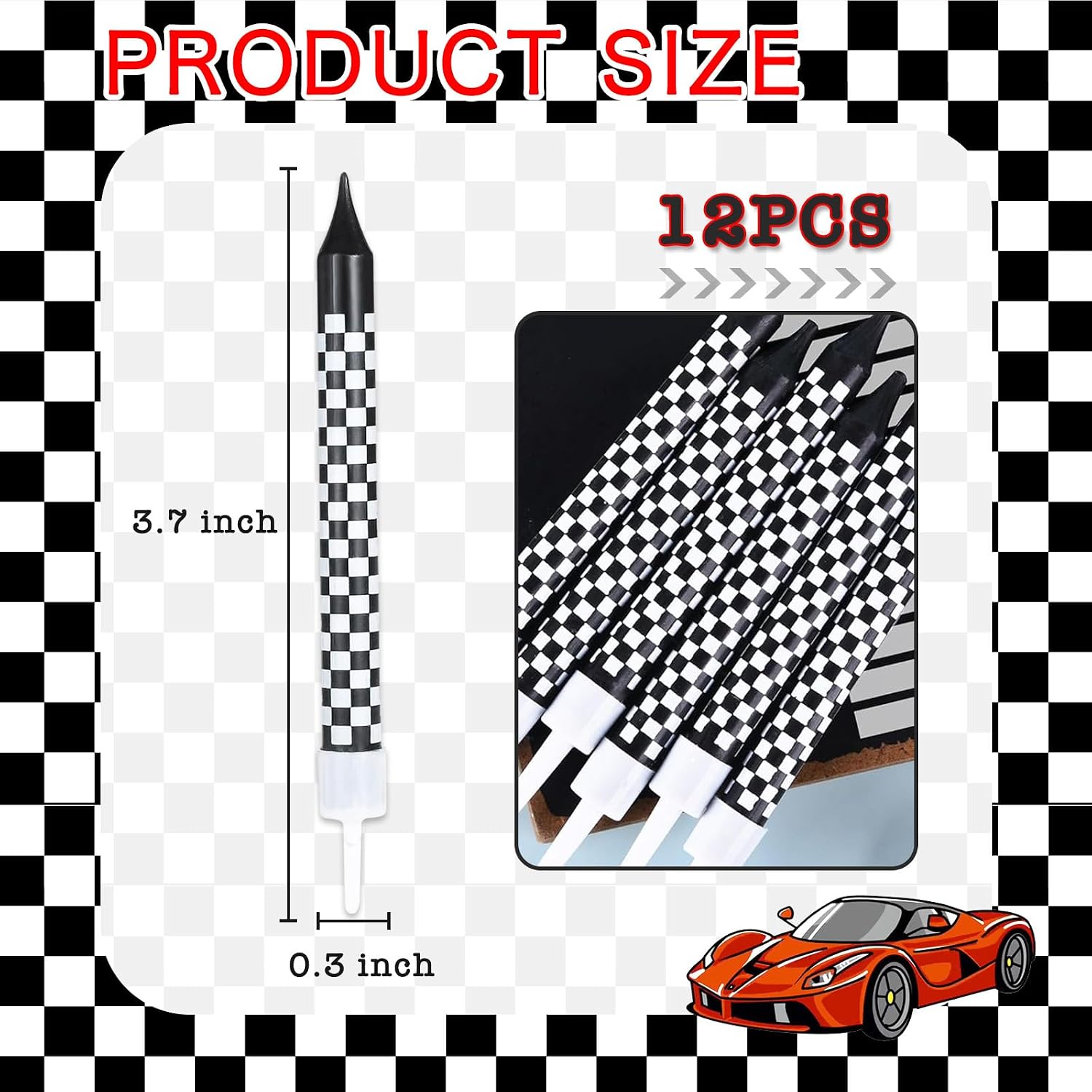 12Pcs Race Car Birthday Candles Cake Topper for Birthday Party Decorations