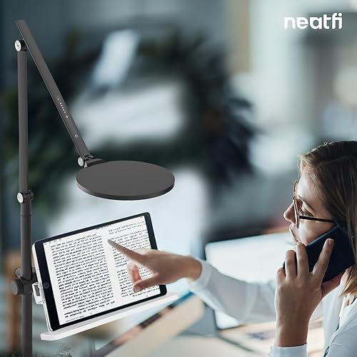 Miniatura 9 de Neatfi (Nuevo modelo) Lámpara de escritorio LED multifuncional, 3 modos de luz, 5 niveles de brillo, 3100-6400K, luz de zoom, luz de cámara web,