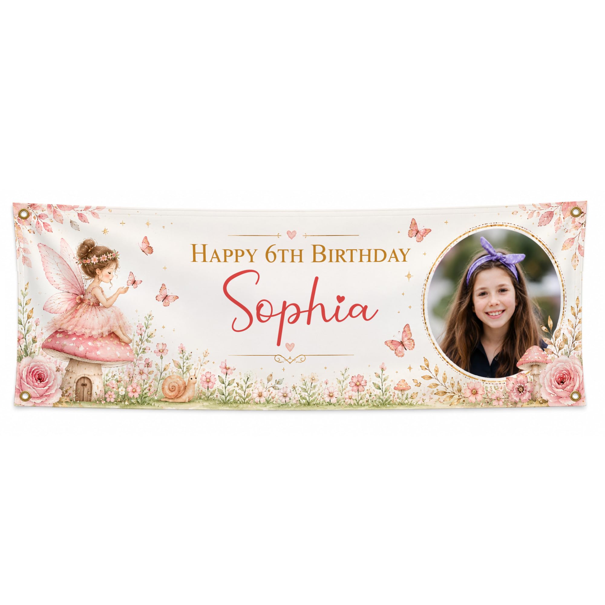 Personalised Birthday Banner with Name & Age, Custom Party Decoration (Magical Fairy)