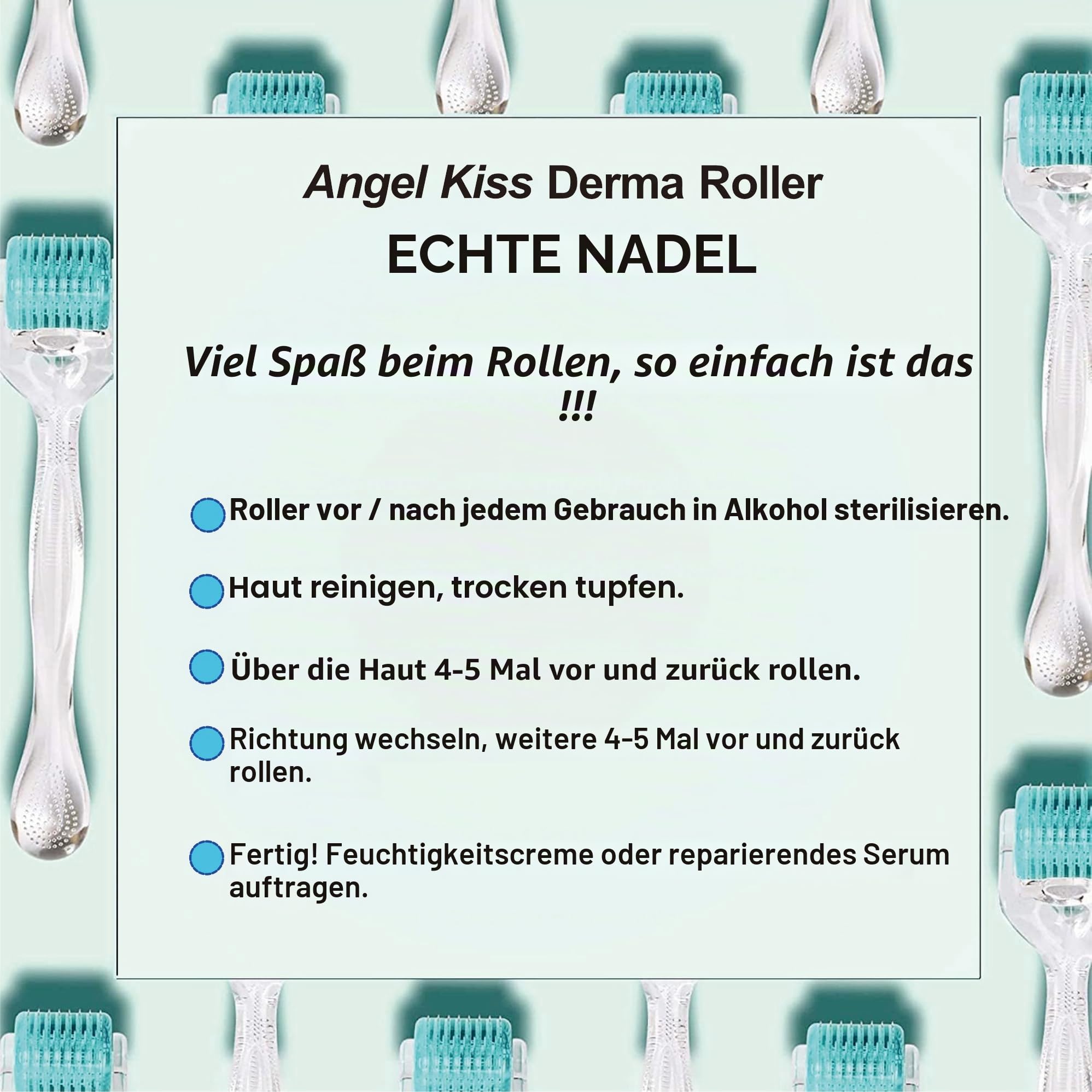Angel Kiss Derma Roller 0,5 mm - Microneedling Roller mit ECHTEN 192 Titan-Nadeln - Professionelles Microneedling für die Anwendung zu Hause – Ideal zur Ergänzung Ihrer Hautpflegeroutine