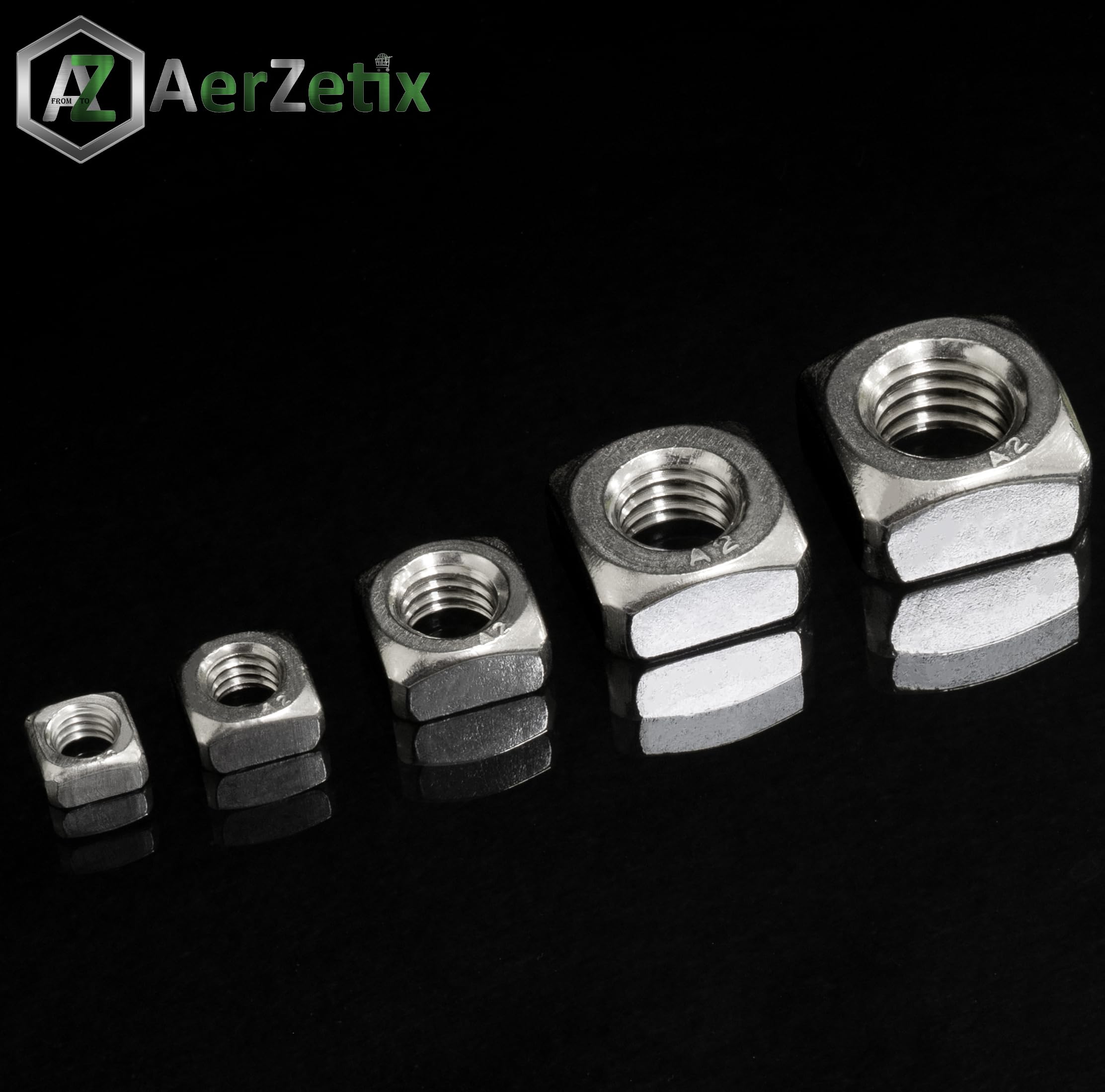 AERZETIX - Set di 30 dadi quadrati smussati M6 inossidabili A2 | per progetti di assemblaggio, modellismo, fissaggio e fai da te
