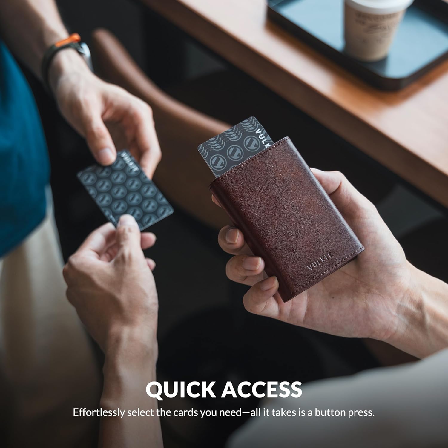 VULKIT Card Holder Wallet with Coin Pocket Magnetic Closure Pop Up Cards With ID Window Leather Wallet for Cash & Credit Cards | with Coin Pocket, Magnetic Closure, Pop Up Cards, With ID Window - Image 2