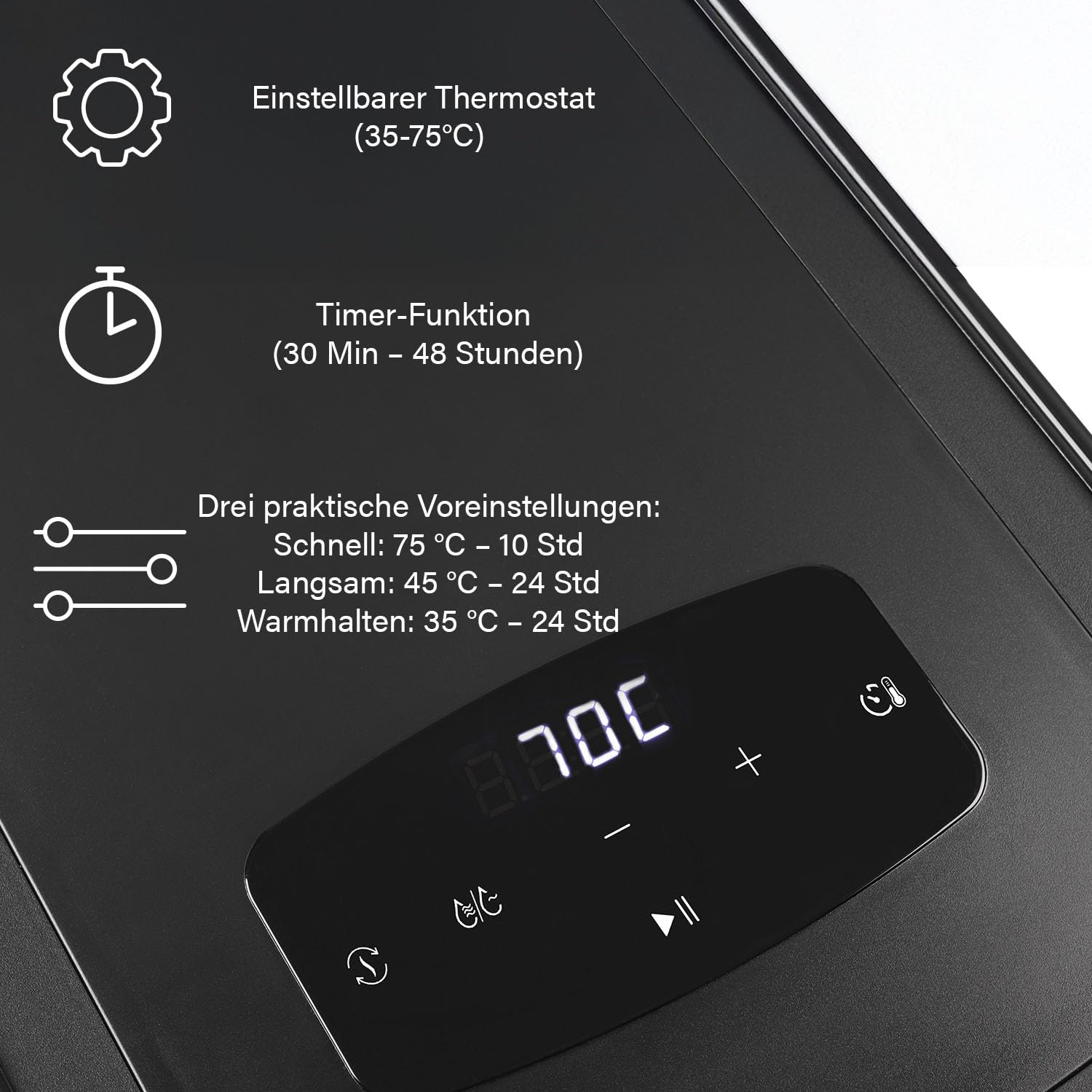 Princess Food Dehydrator mit 6 Edelstahl-Einschüben, Einstellbare Temperatur, Touchscreen, Timer bis 48 Stunden, 550 W, 01.112398.01.001