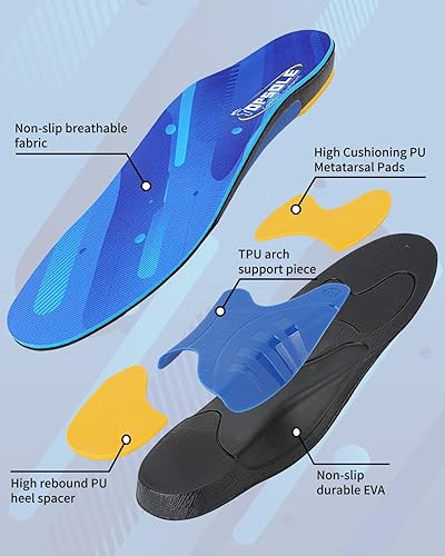 Miniatura 2 de (220+libras) de pie todo el día, soporte ortopédico para aliviar el dolor, fascitis plantar, plantillas de soporte de arco alto para hombres y