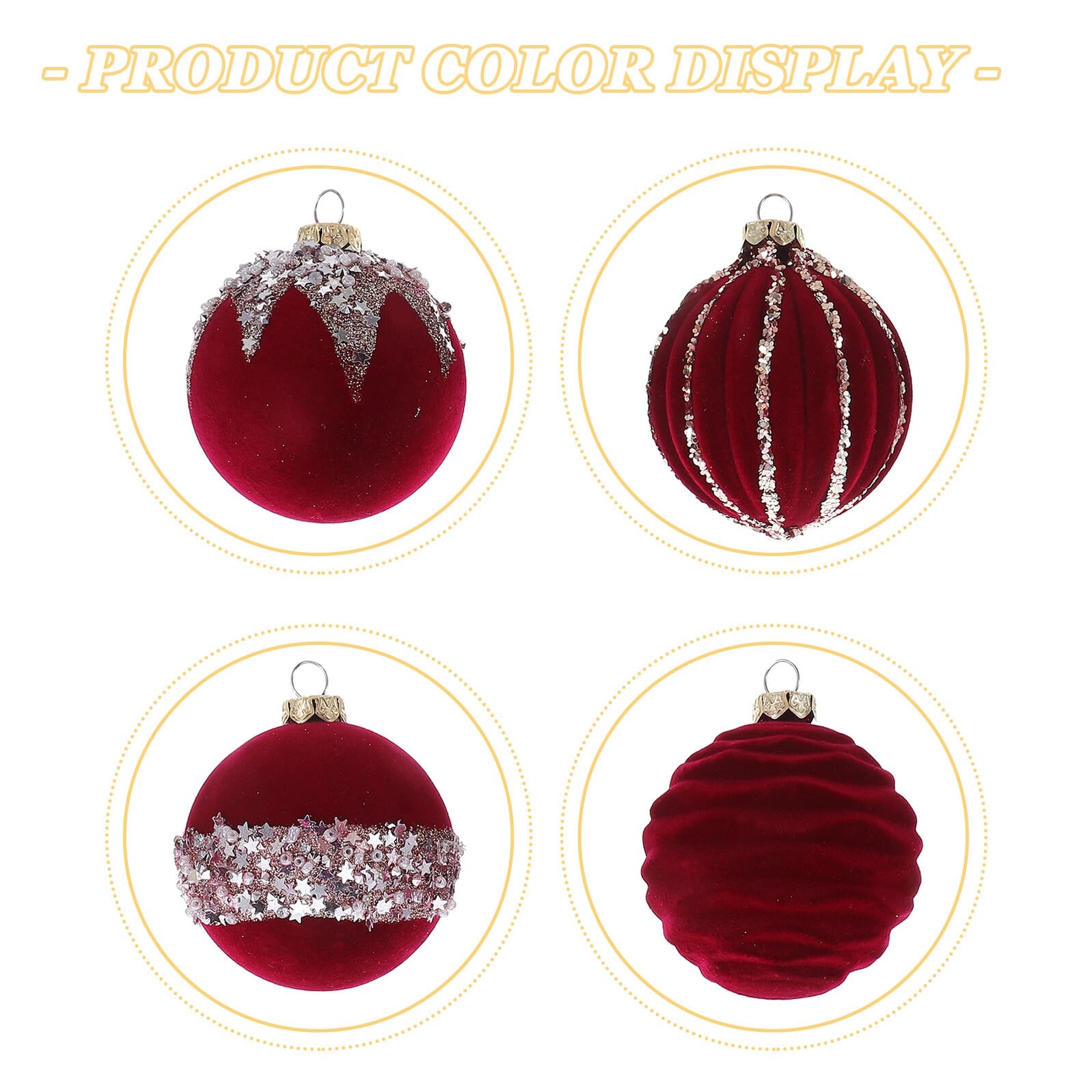 16 Stück Teiliges Rote Bruchsichere Weihnachtsbaumkugeln Flockierte Christbaumschmuck Kugeln zum Aufhängen für Festliche Weihnachtsdeko Zuhause Büro Party
