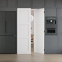 Vista 19 de WINSTELLAR - 1 panel estilo coctelera de 18 x 80 pulgadas, losa blanca imprimada para puerta interior de núcleo sólido, puerta de dormitorio