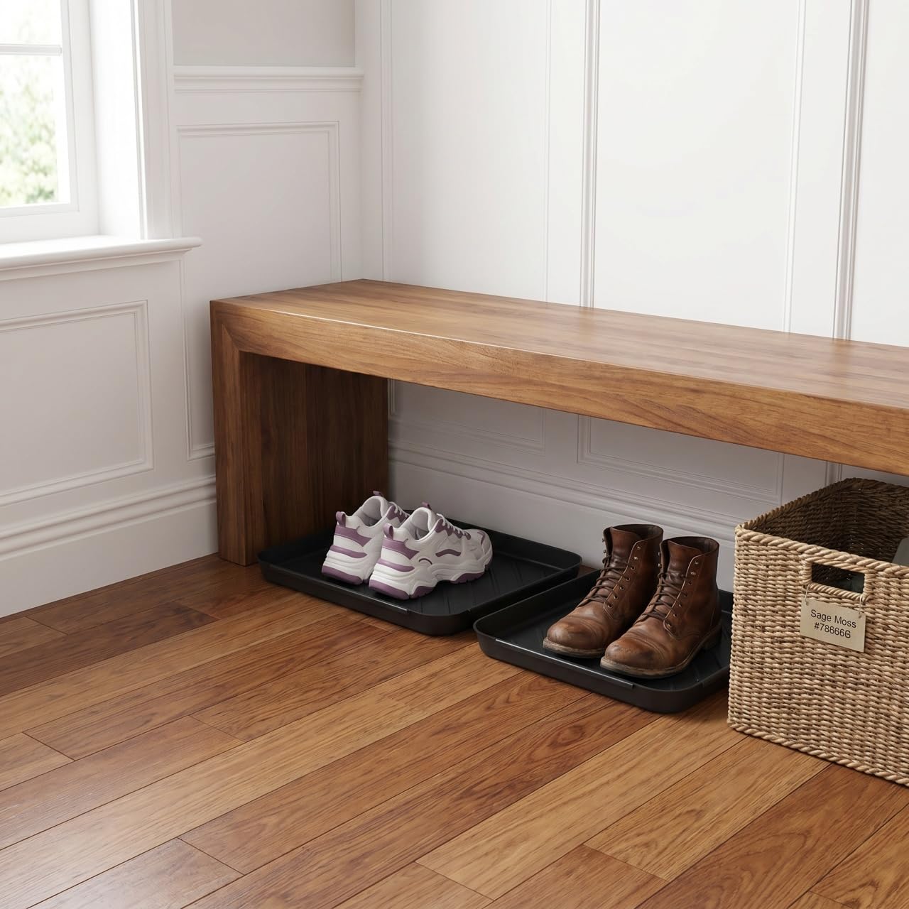 SHINEOFI Plateau Polyvalent pour Chaussures 15.75X11.81X1.38 Pouces Bac De Rangement Antidérapant pour Voiture Salon Jardin Cuisine